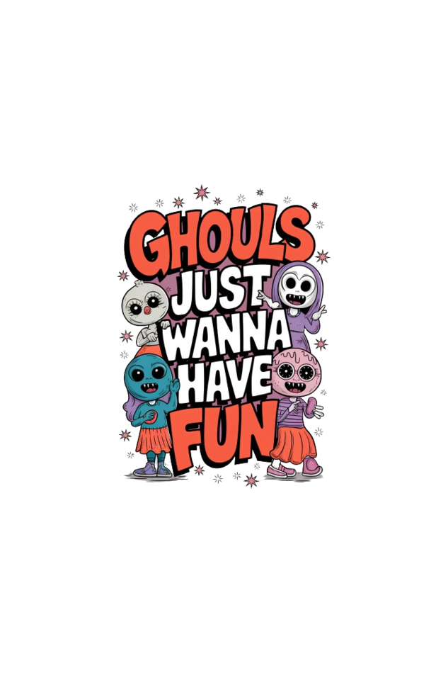 Ghouls Just Wanna Have Fun Acid Wash Oversized T-Shirt For Women
