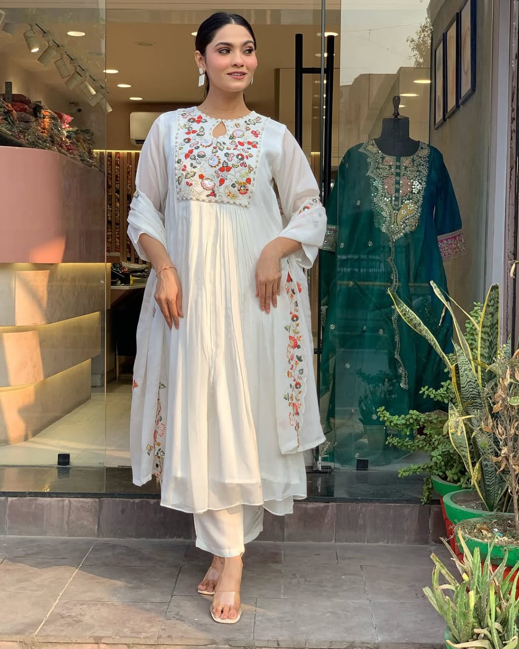 Embroidered Neck Work - Pure Cotton 60 60 Kurti