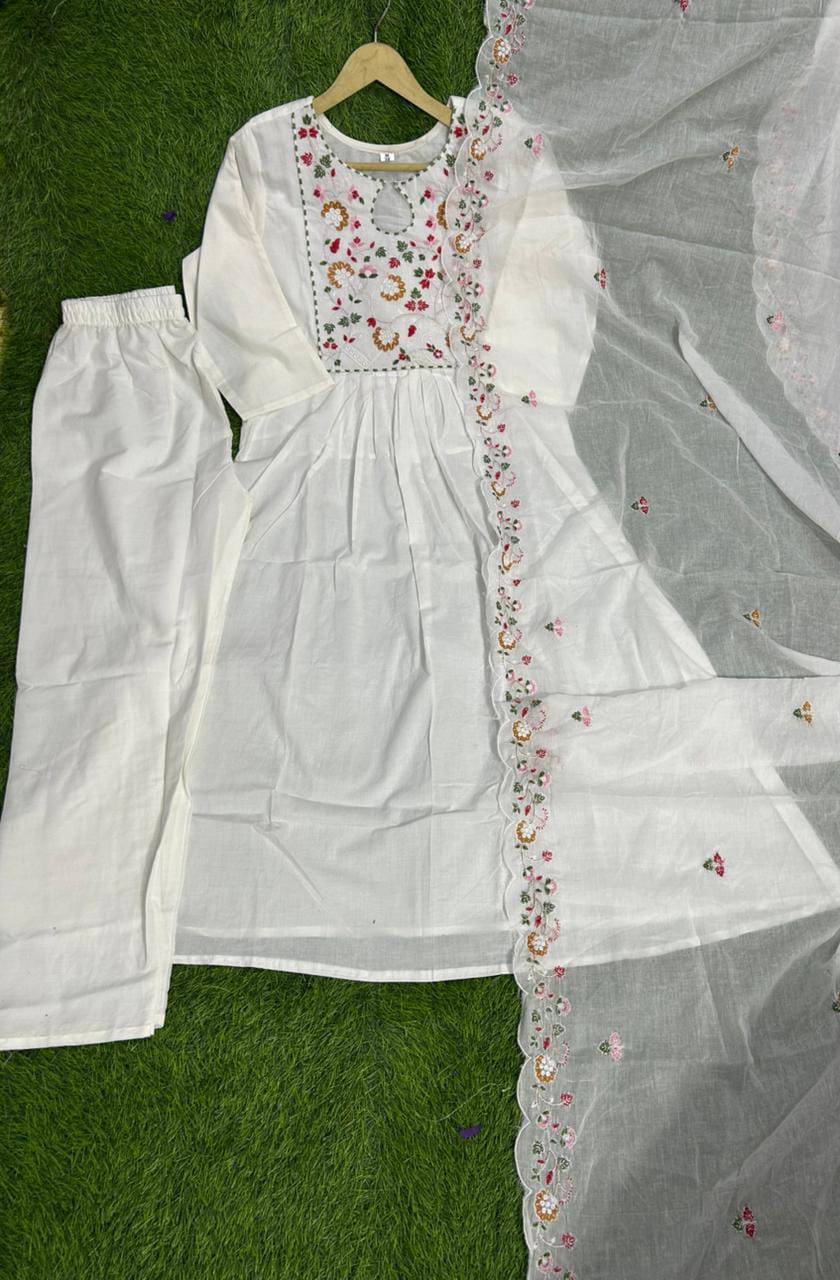Embroidered Neck Work - Pure Cotton 60 60 Kurti