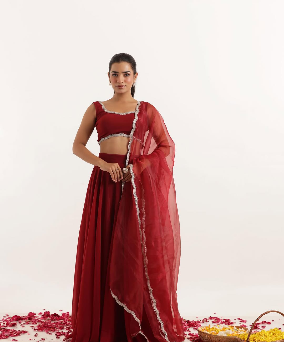 Modern Lehenga Blouse - Pure Silk With Sequins Work