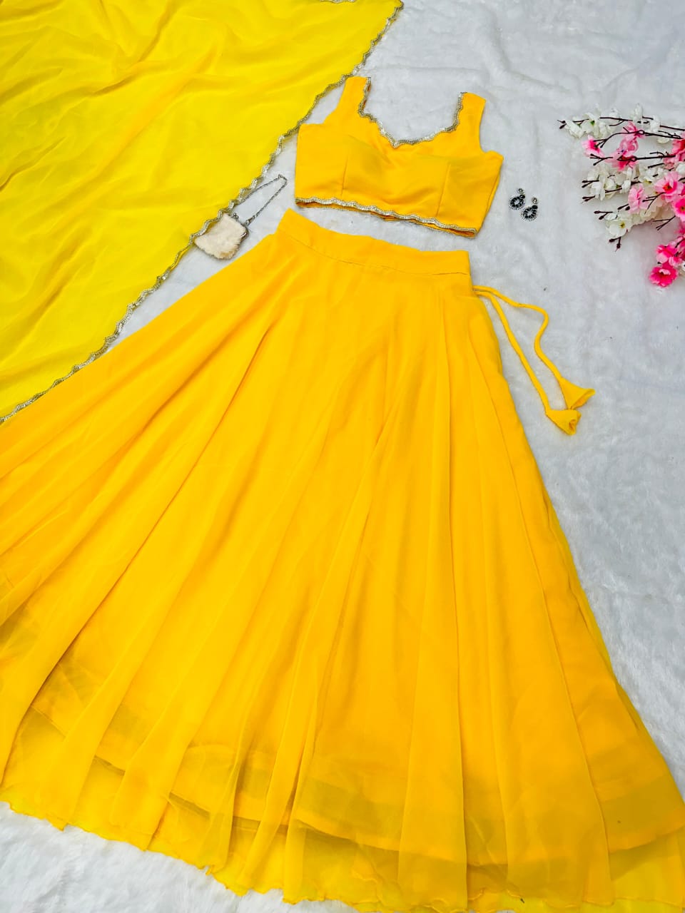 Modern Lehenga Blouse - Pure Silk With Sequins Work