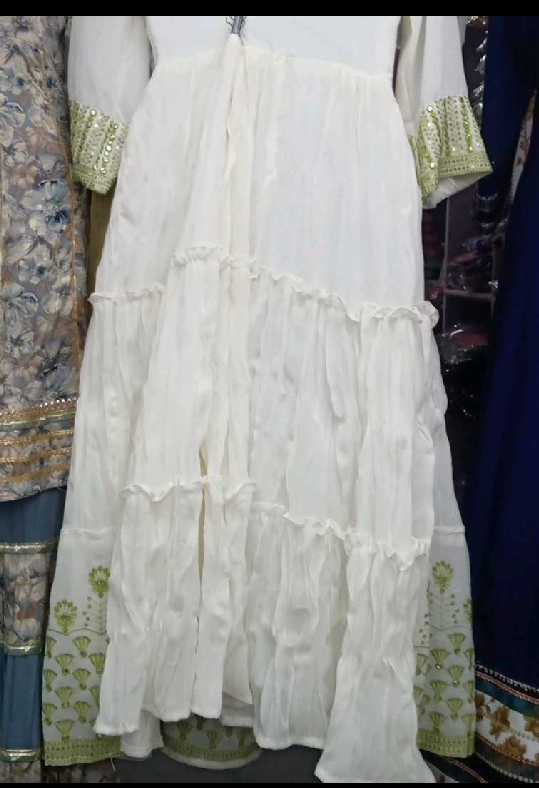 Elegant White Cotton Silk Anarkali Dress