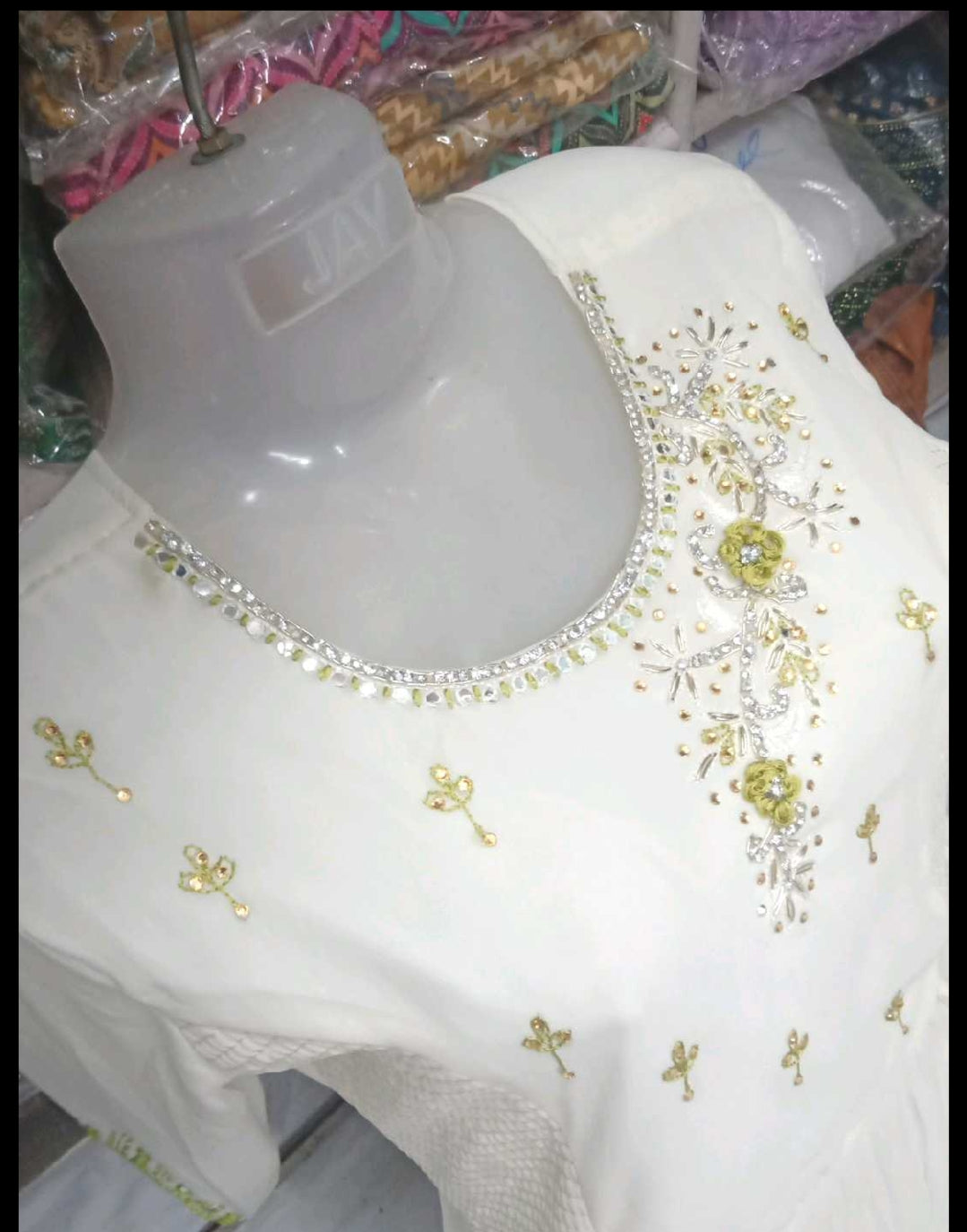 Elegant White Cotton Silk Anarkali Dress