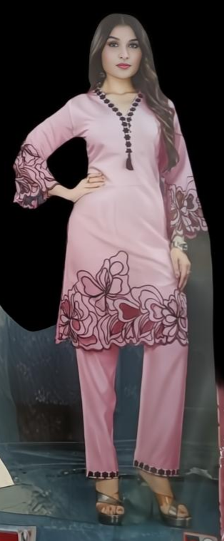 Pink Black Embroidered Kurti With New Style