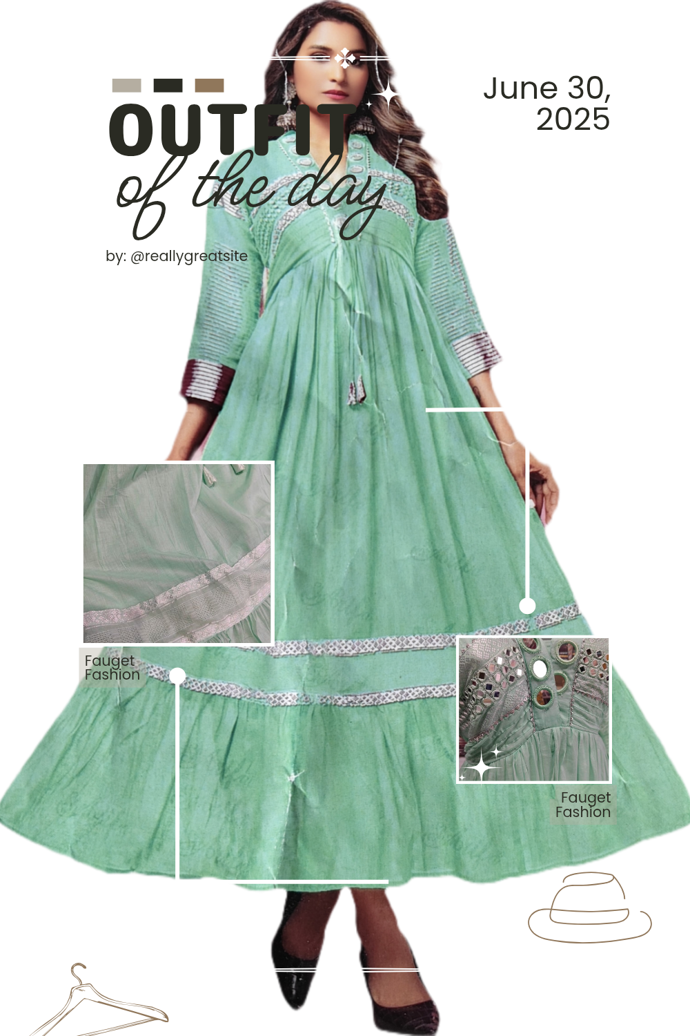 Mint Green Embroidered Dress