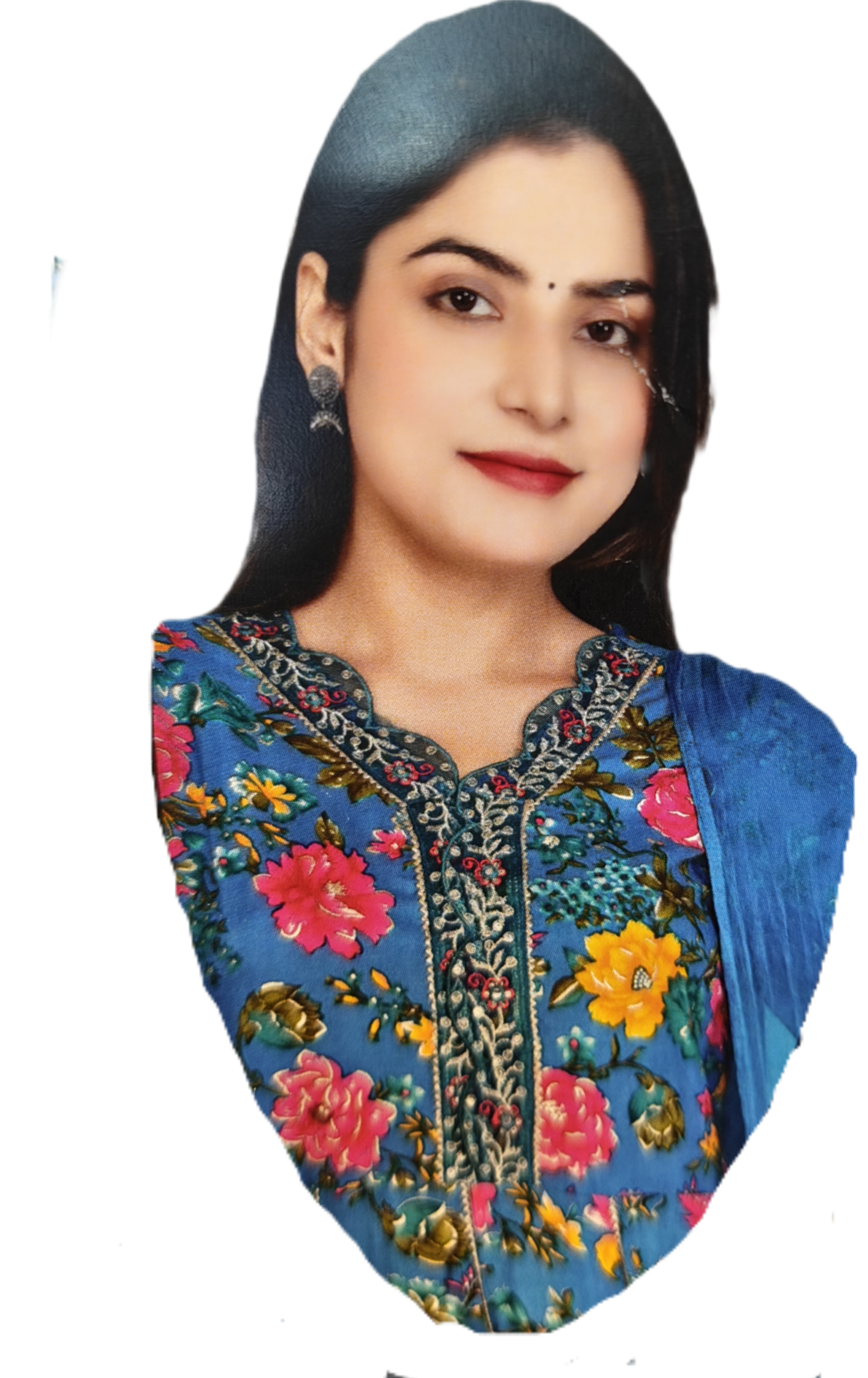 Blue Floral Printed Kurti With Pant & Dupatta Set – Women’s Ethnic Wear Cotton Suit