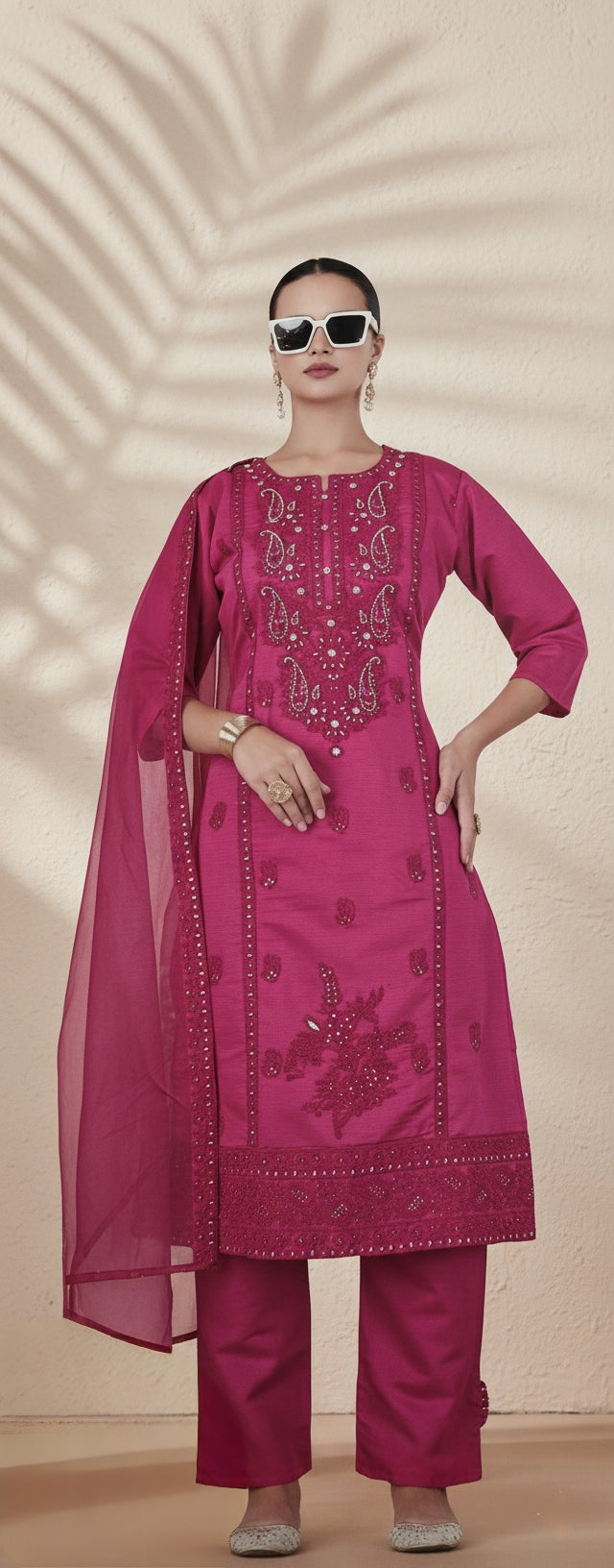 Embroidered Pink Women’s Ethnic Suit Set with Dupatta | Festive & Party Wear Salwar Suit