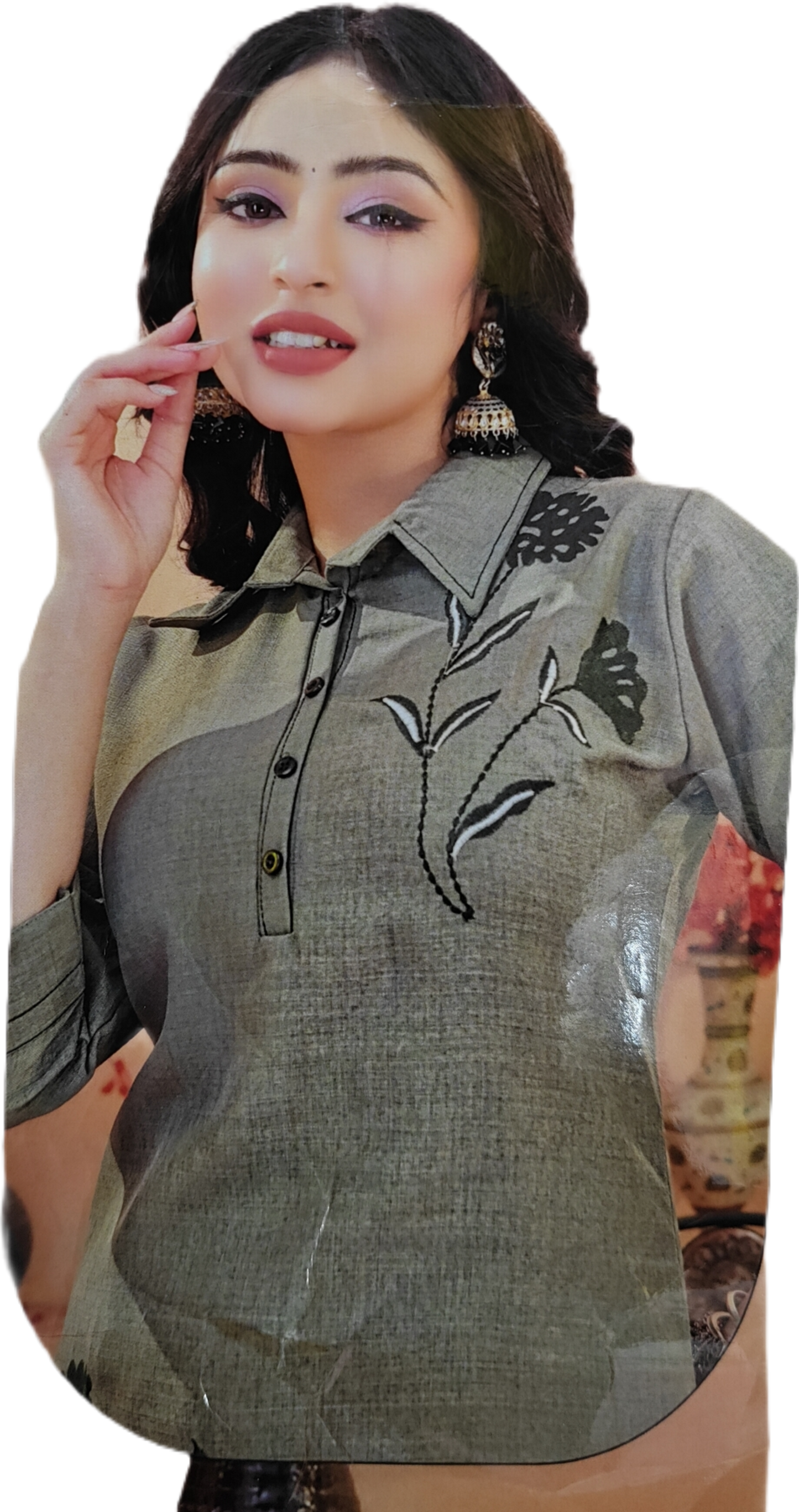 Heavy Quality Inner Astar Lining Khadi Cotton Coord Set - Bottom & Neck Embroidery, Floral Patch Work, For Party, Casual & Festive Occasion (Brown)