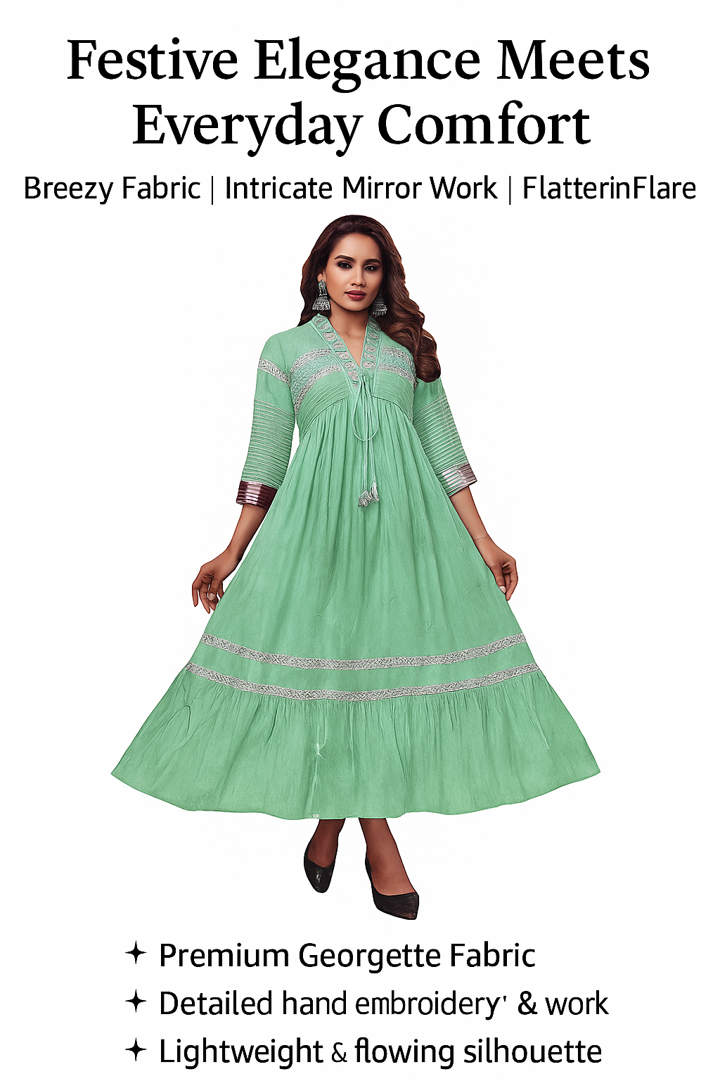 Mint Green Embroidered Dress
