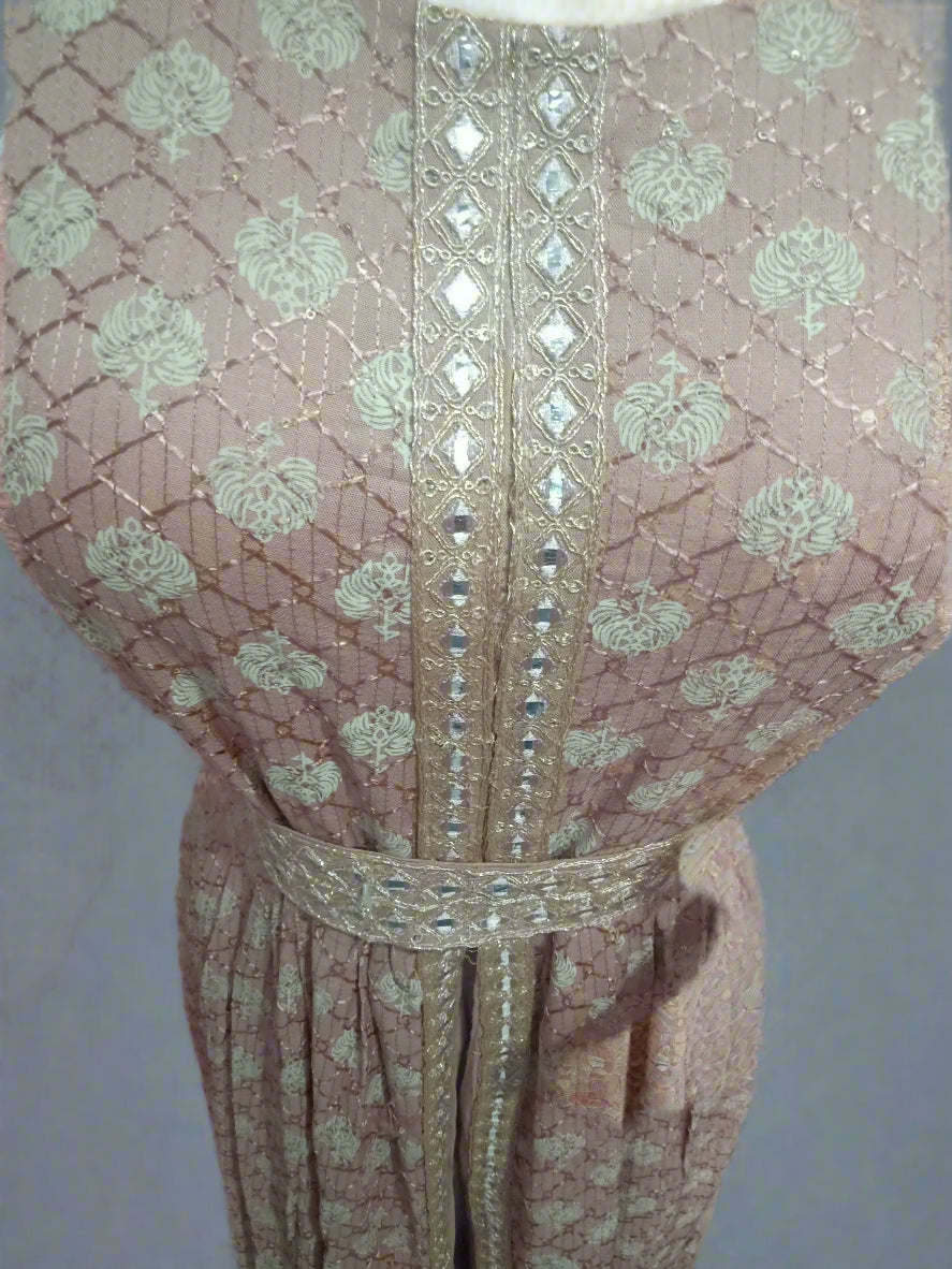 Mesmerizing Pink Floral Sequins Embroidered Dress