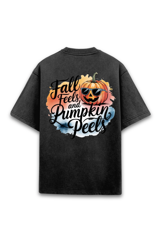 Fall Feels And Pumpkin Peels - Acid Wash Oversized Classic T-Shirts