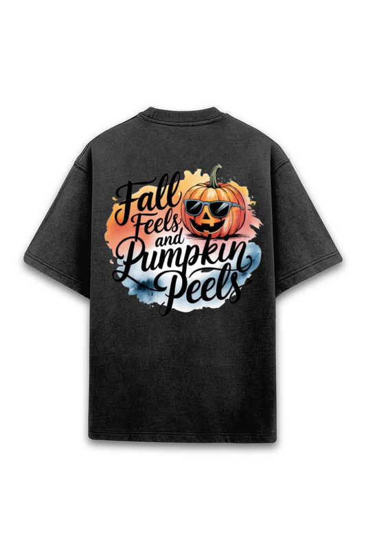 Fall Feels And Pumpkin Peels - Acid Wash Oversized Classic T-Shirts