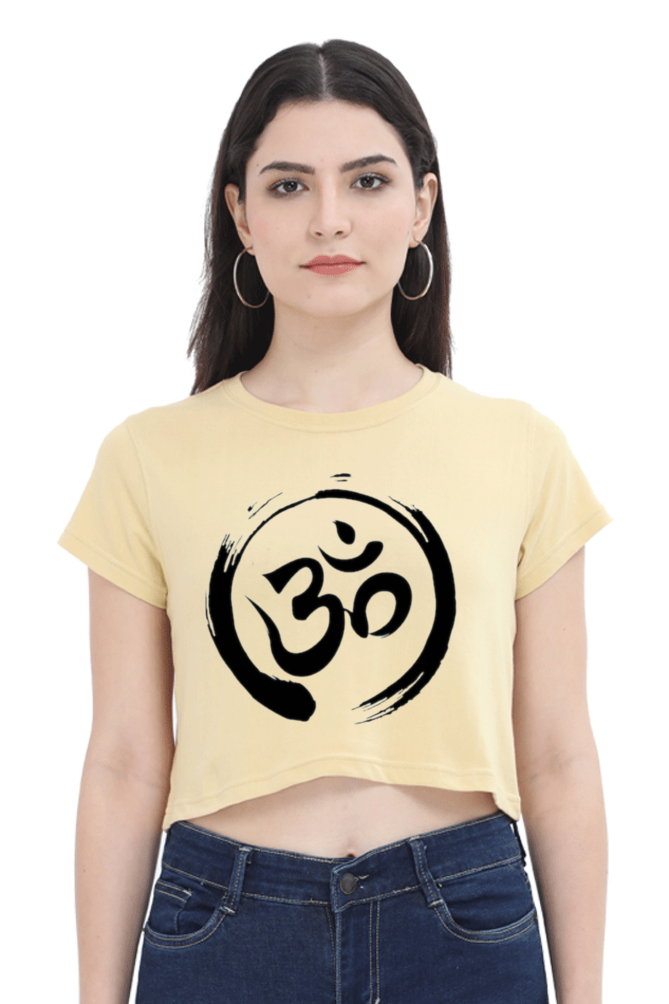 Om Logo Regular Fit Crop Top - Super Combed