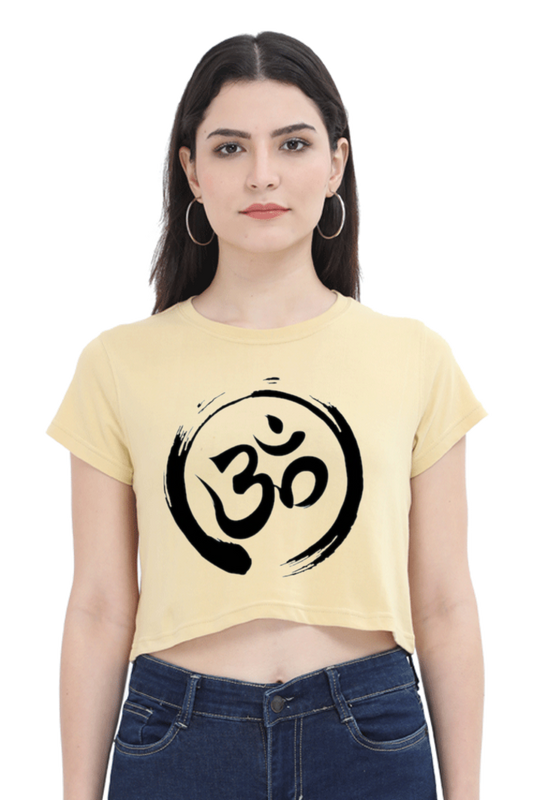 Om Logo Regular Fit Crop Top - Super Combed