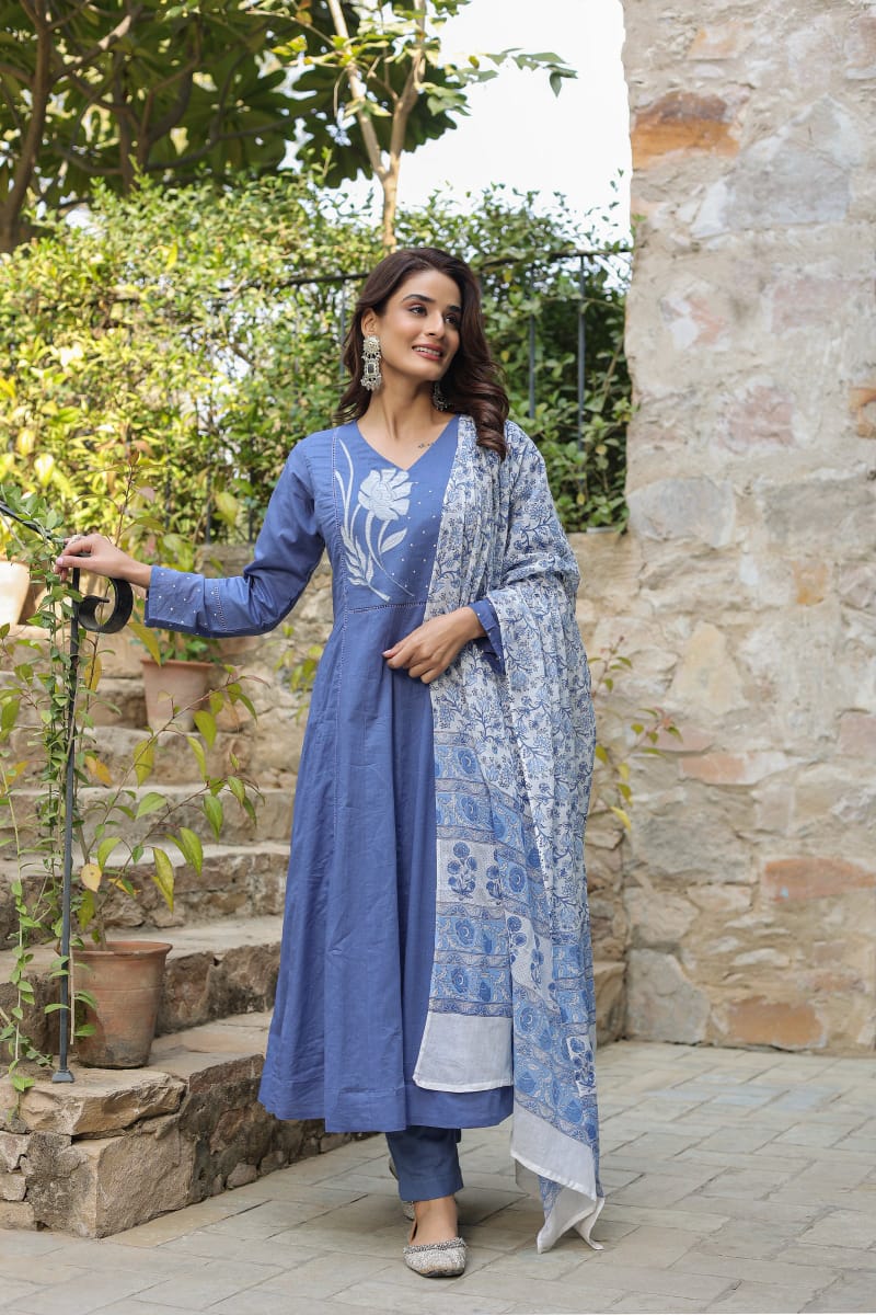Aline Embroidered Kurti - Pure Cotton 60*60