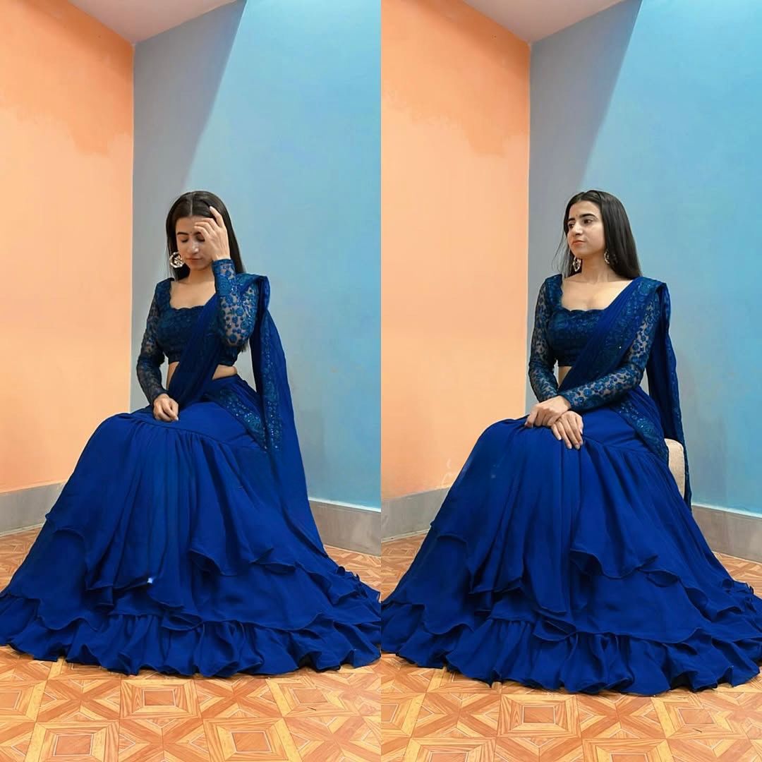 Georgette Silk Lehenga with Pallu and Saree