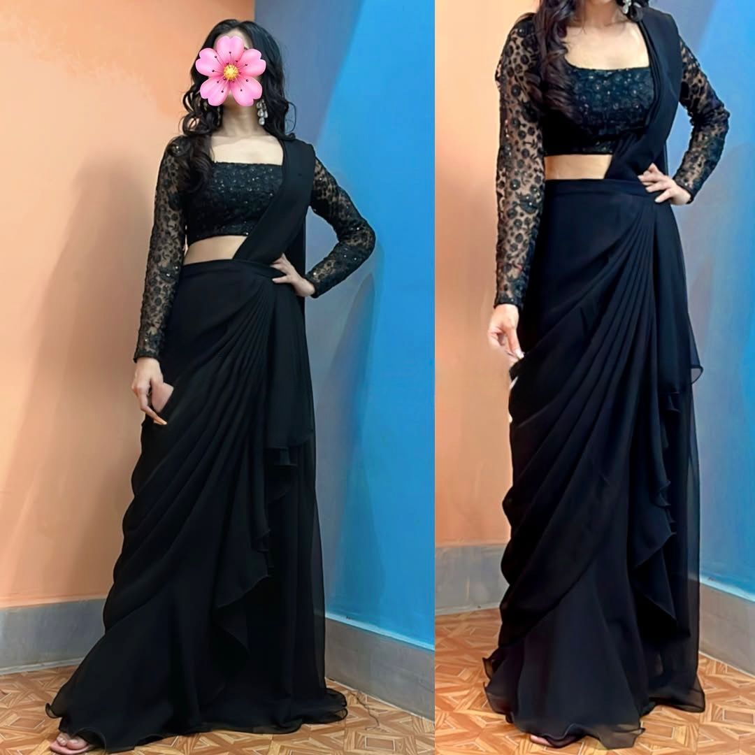 Georgette Silk Lehenga with Pallu and Saree