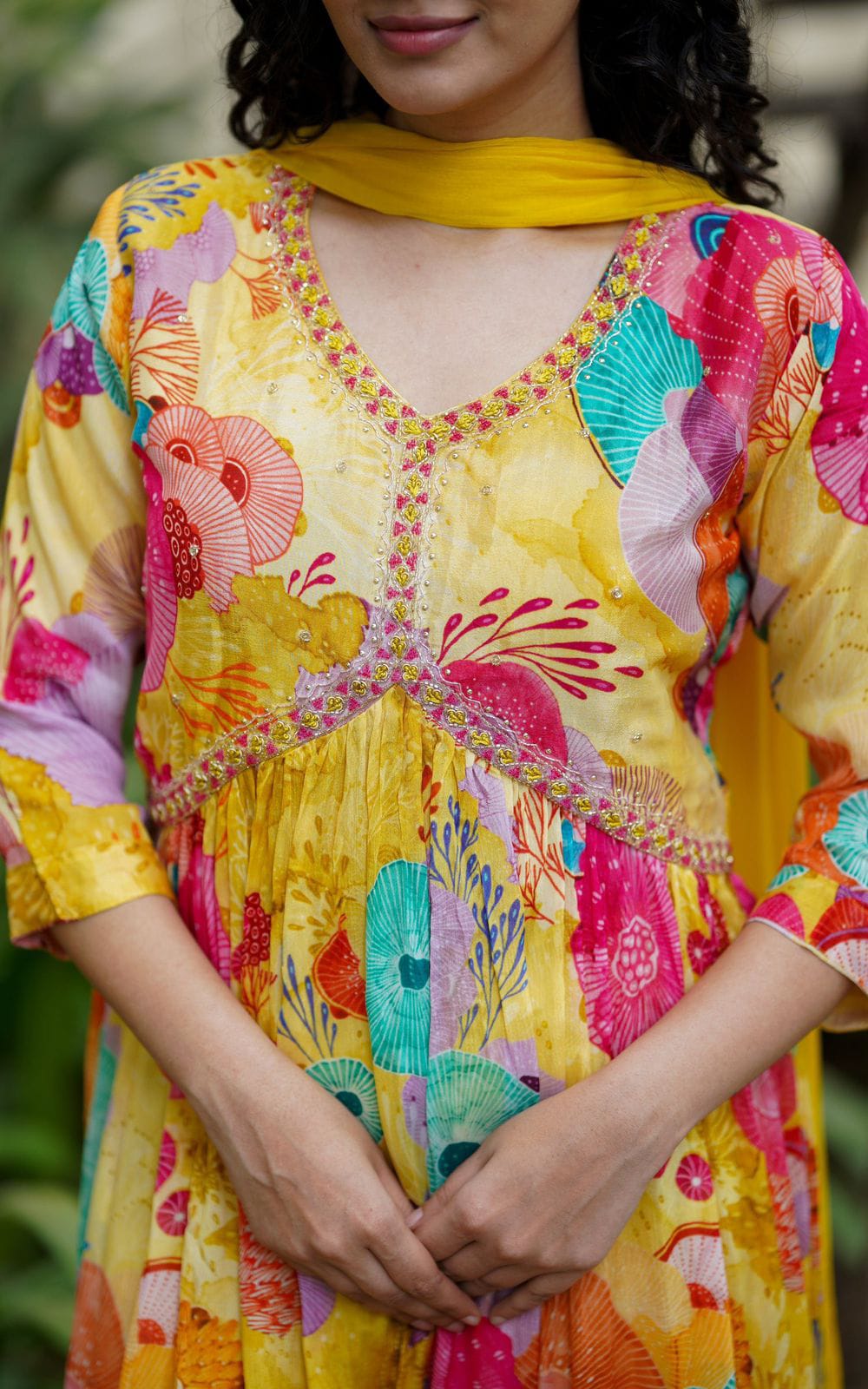 Georgette Sequence Embroidered - Alia Cut Kurtis Dupatta