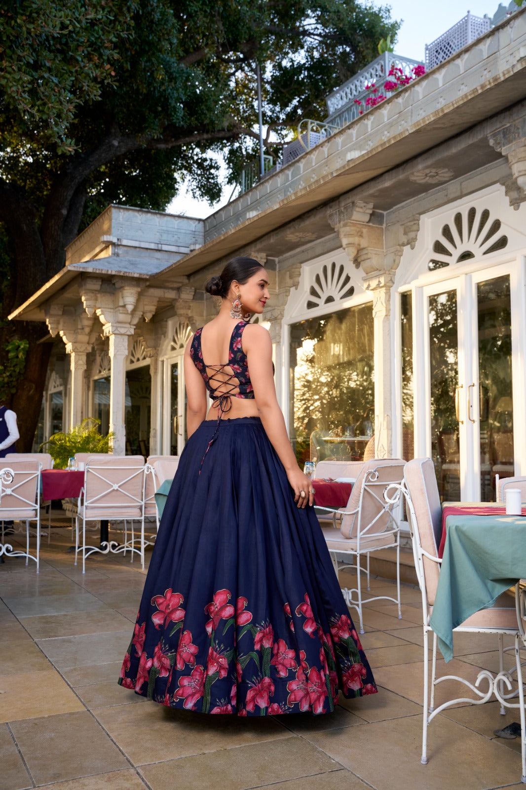 Lehenga Choli Silk - Navy Blue & Lavender With Blouse