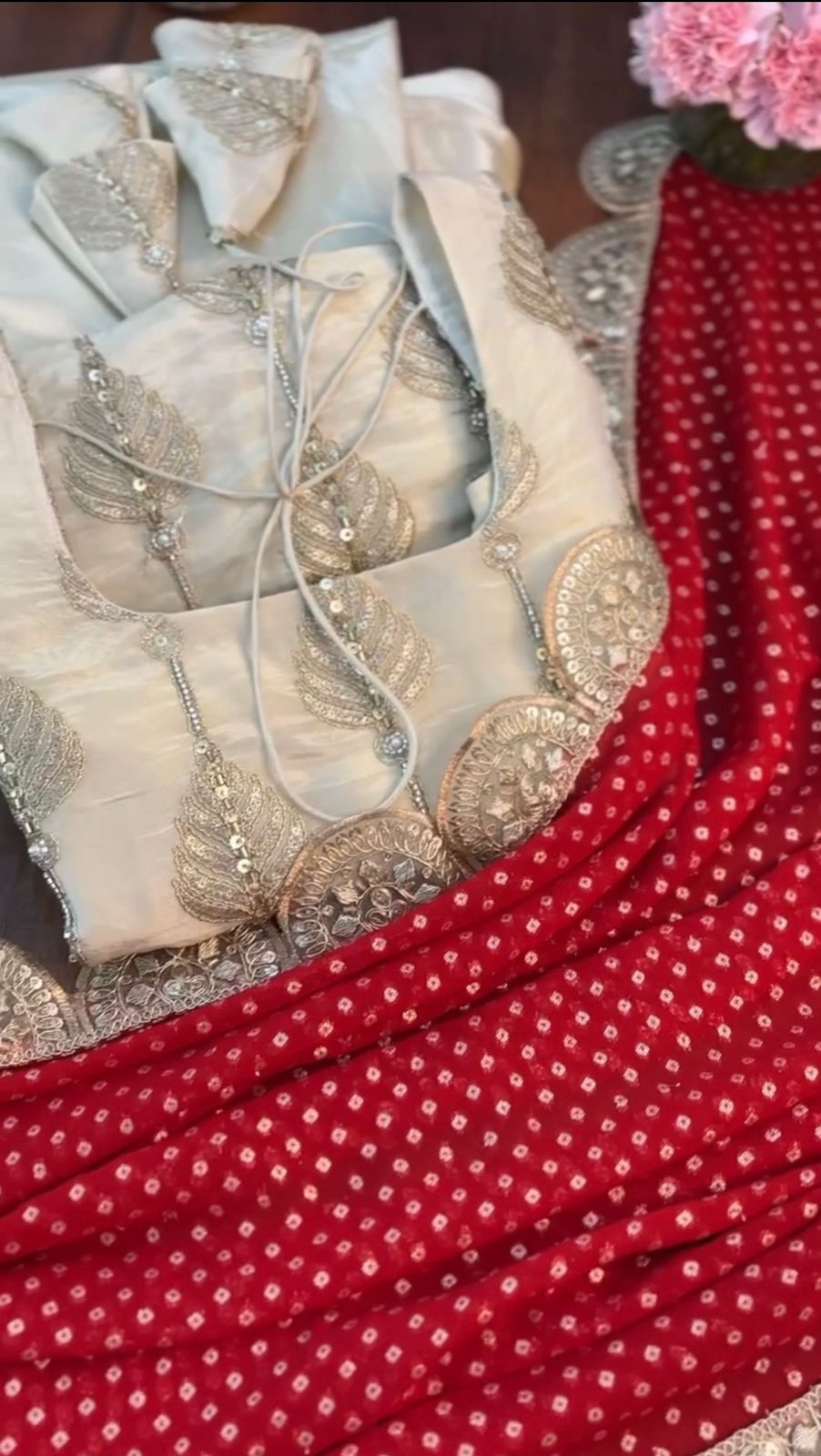 Pretty Beige with Heavy Tedy Crush And Embroidery 3 piece Sharara Suit Set