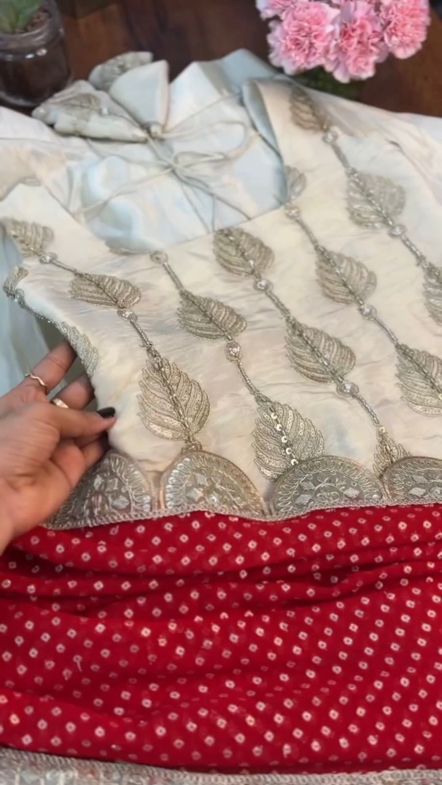 Pretty Beige with Heavy Tedy Crush And Embroidery 3 piece Sharara Suit Set