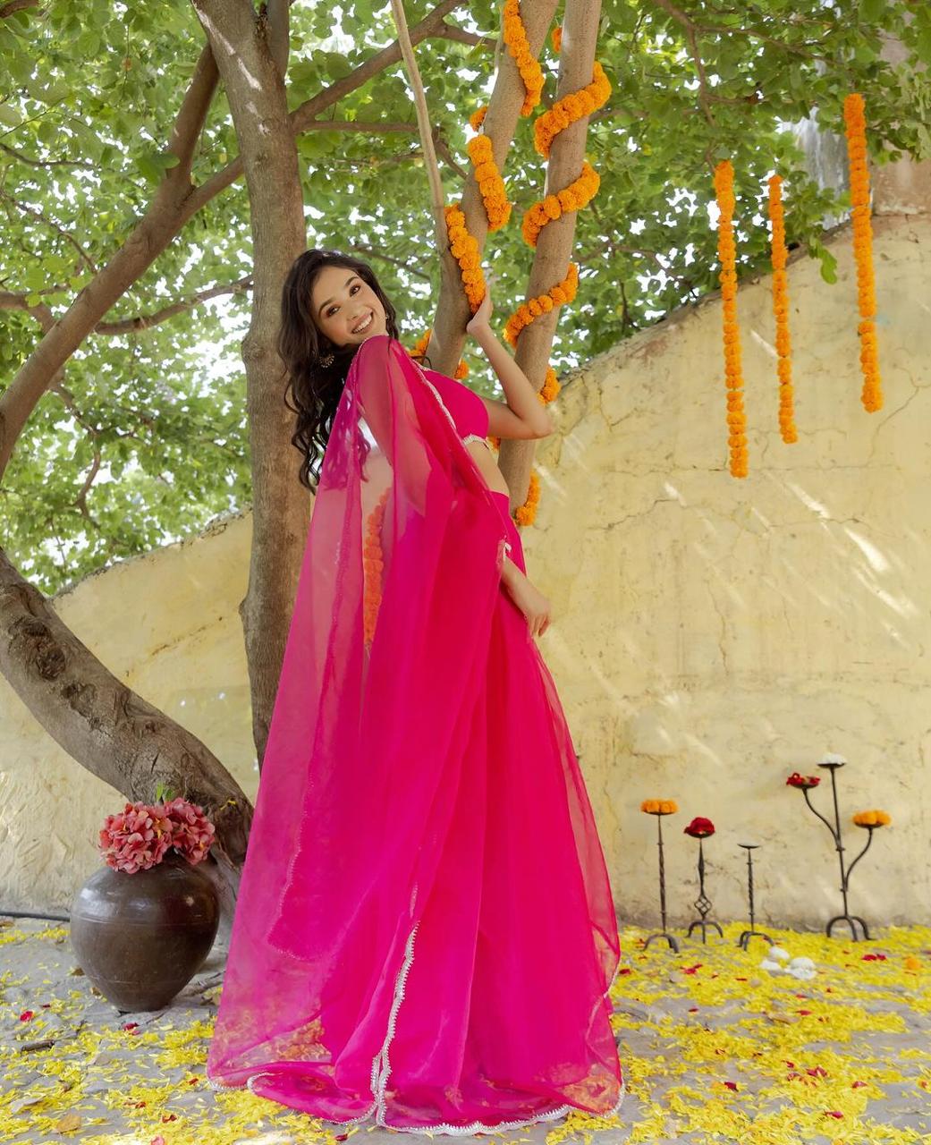 Modern Lehenga Blouse - Pure Silk With Sequins Work