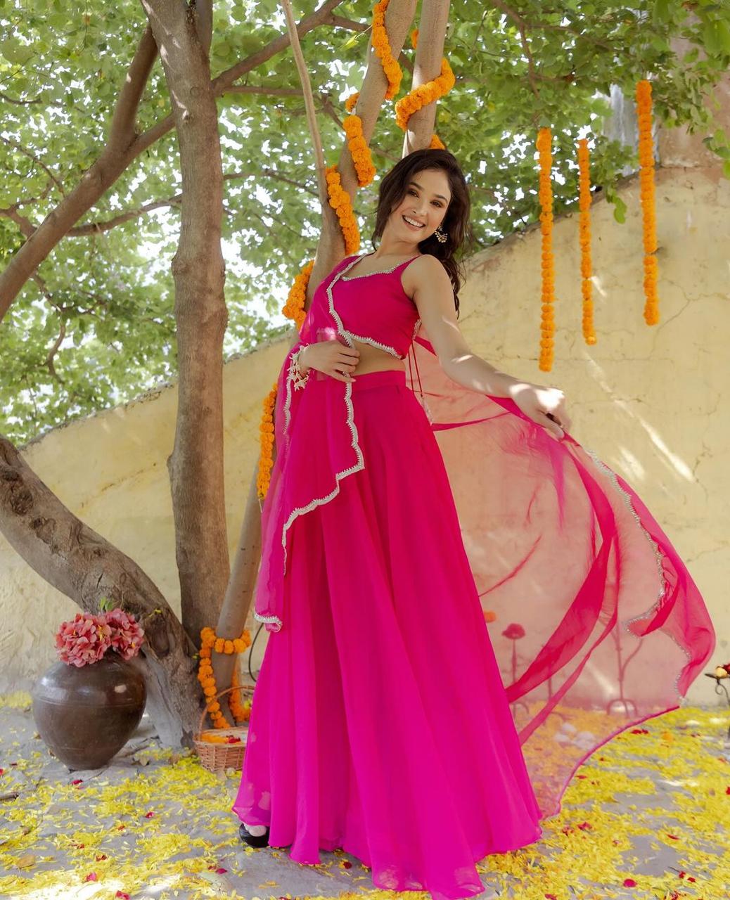 Modern Lehenga Blouse - Pure Silk With Sequins Work