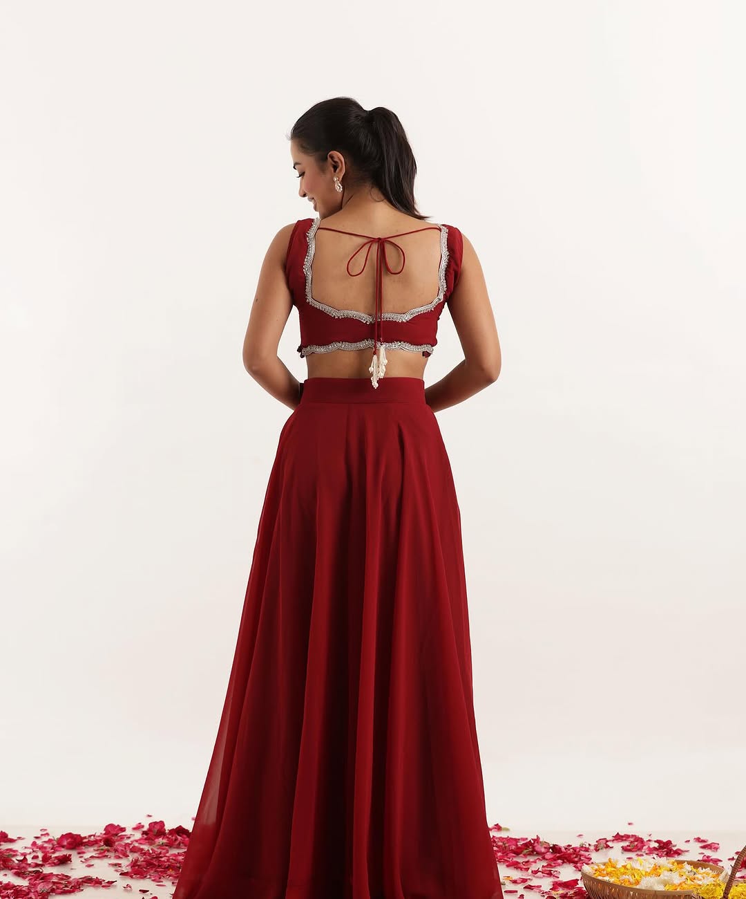 Modern Lehenga Blouse - Pure Silk With Sequins Work