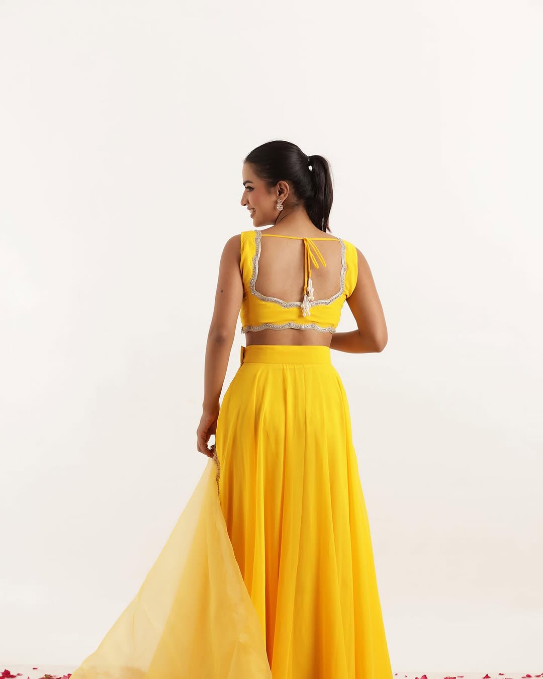 Modern Lehenga Blouse - Pure Silk With Sequins Work