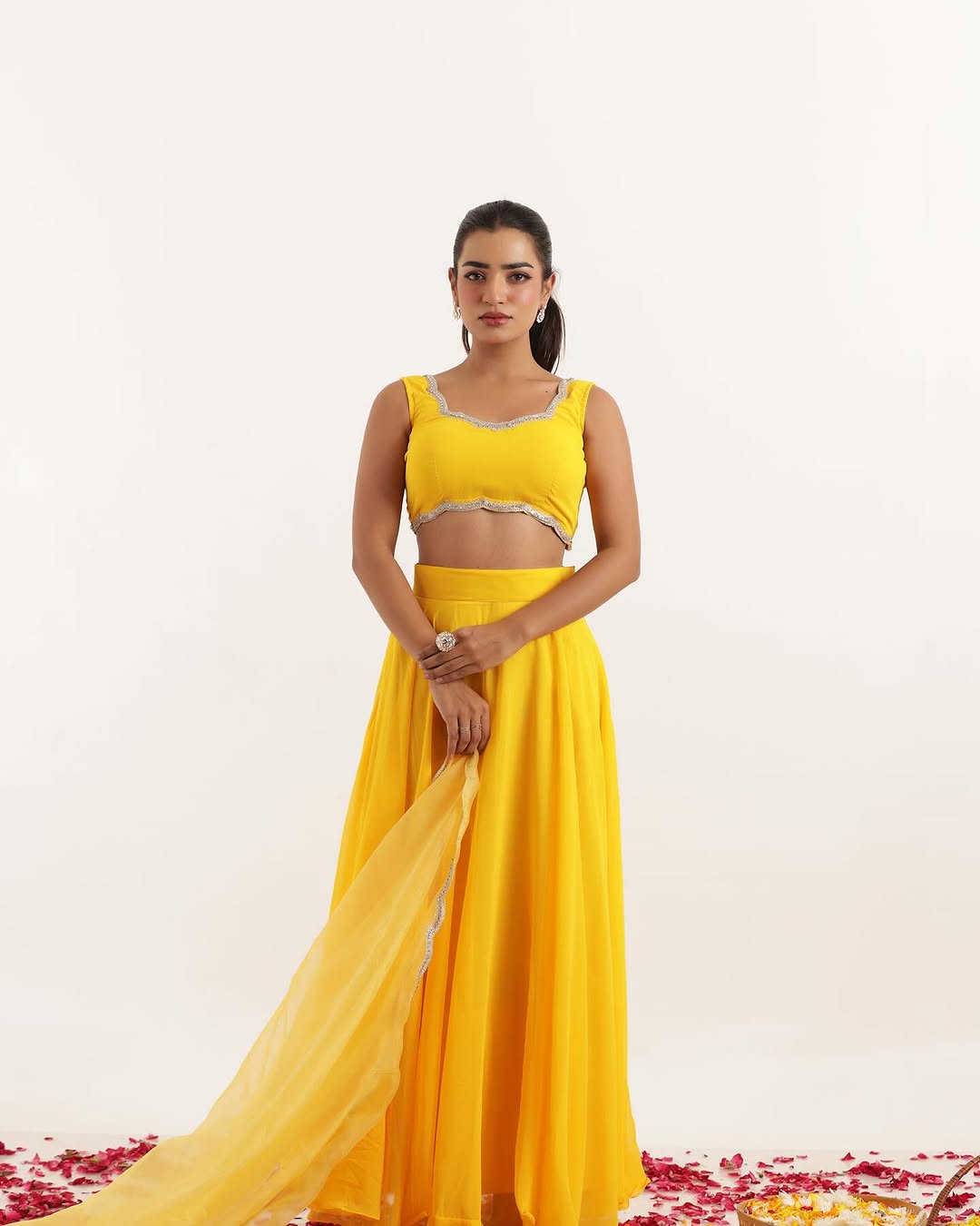 Modern Lehenga Blouse - Pure Silk With Sequins Work