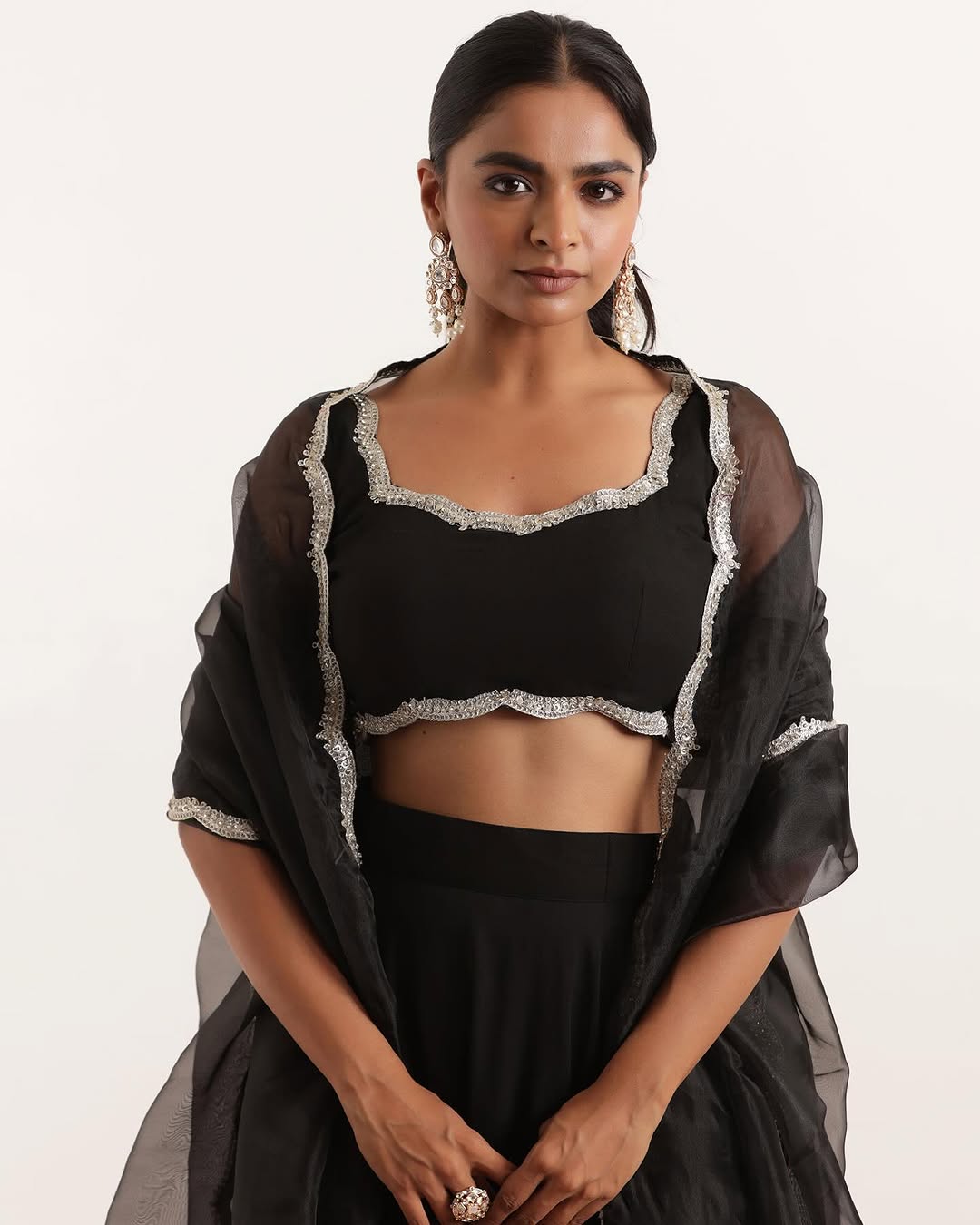 Modern Lehenga Blouse - Pure Silk With Sequins Work