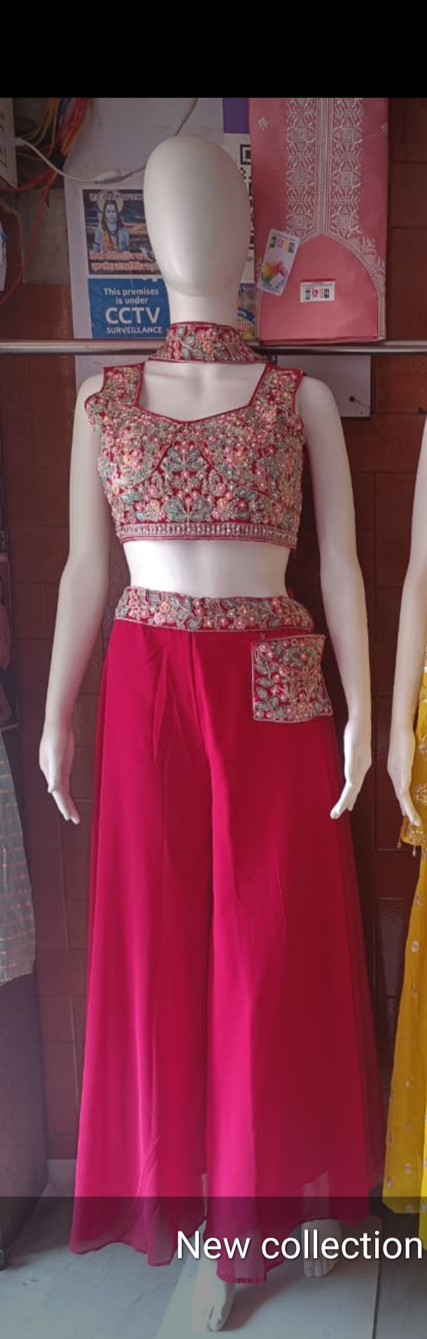 Maroon & Red Embroidered Georgette Palazzo Set