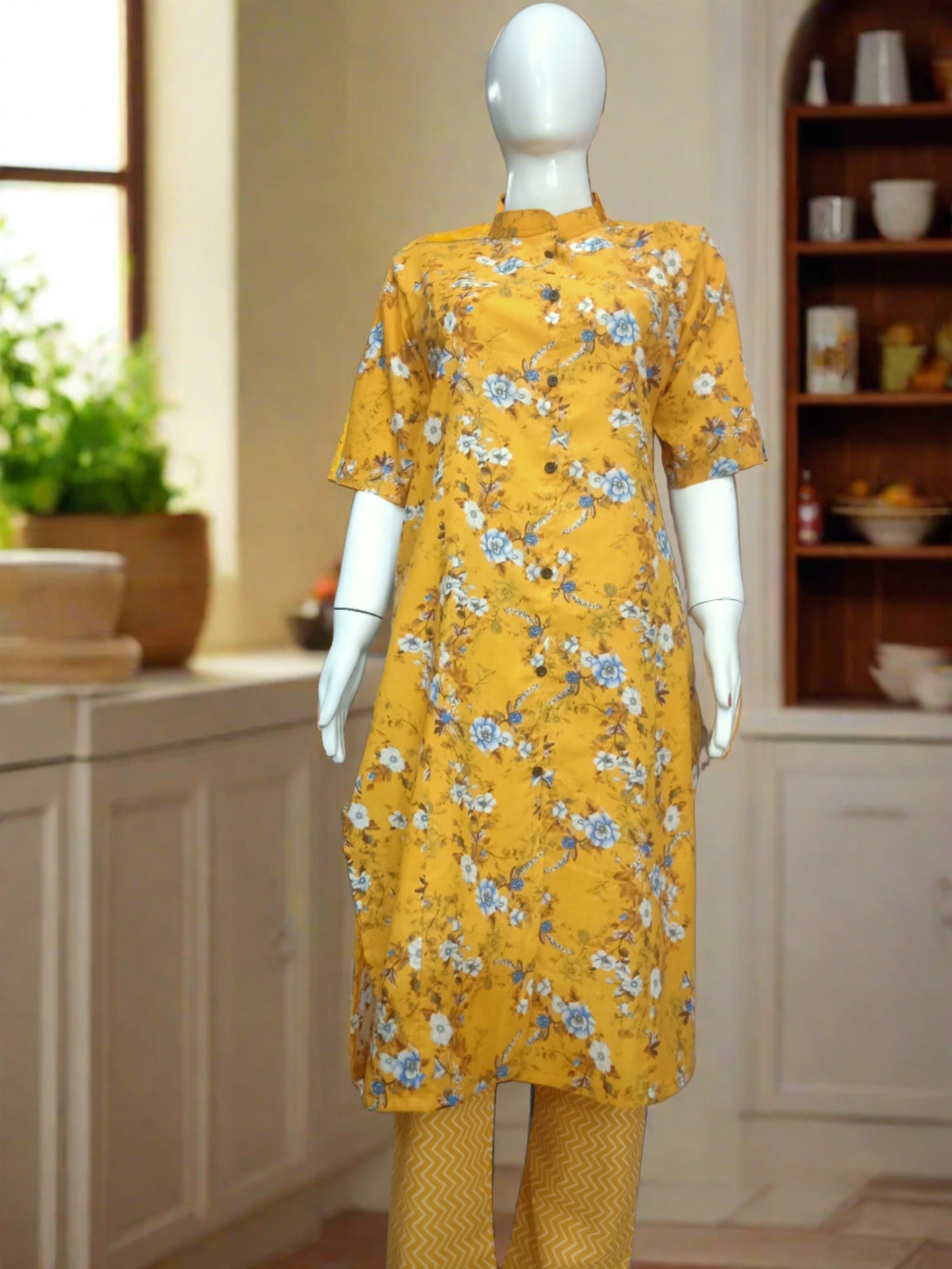 Printed cotton Co-ords kurta and pant set for women's