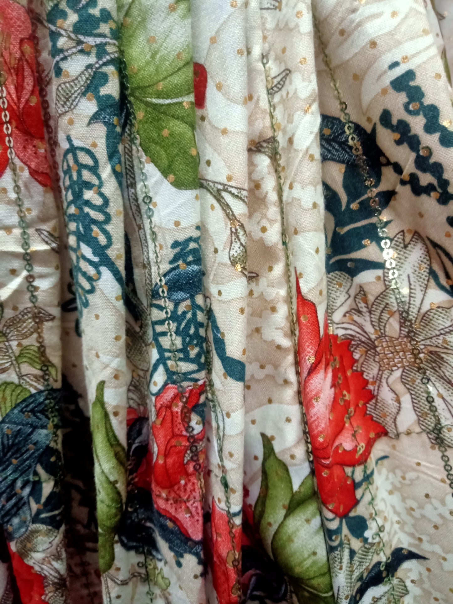 Heavy Green Sequins Multi Gown