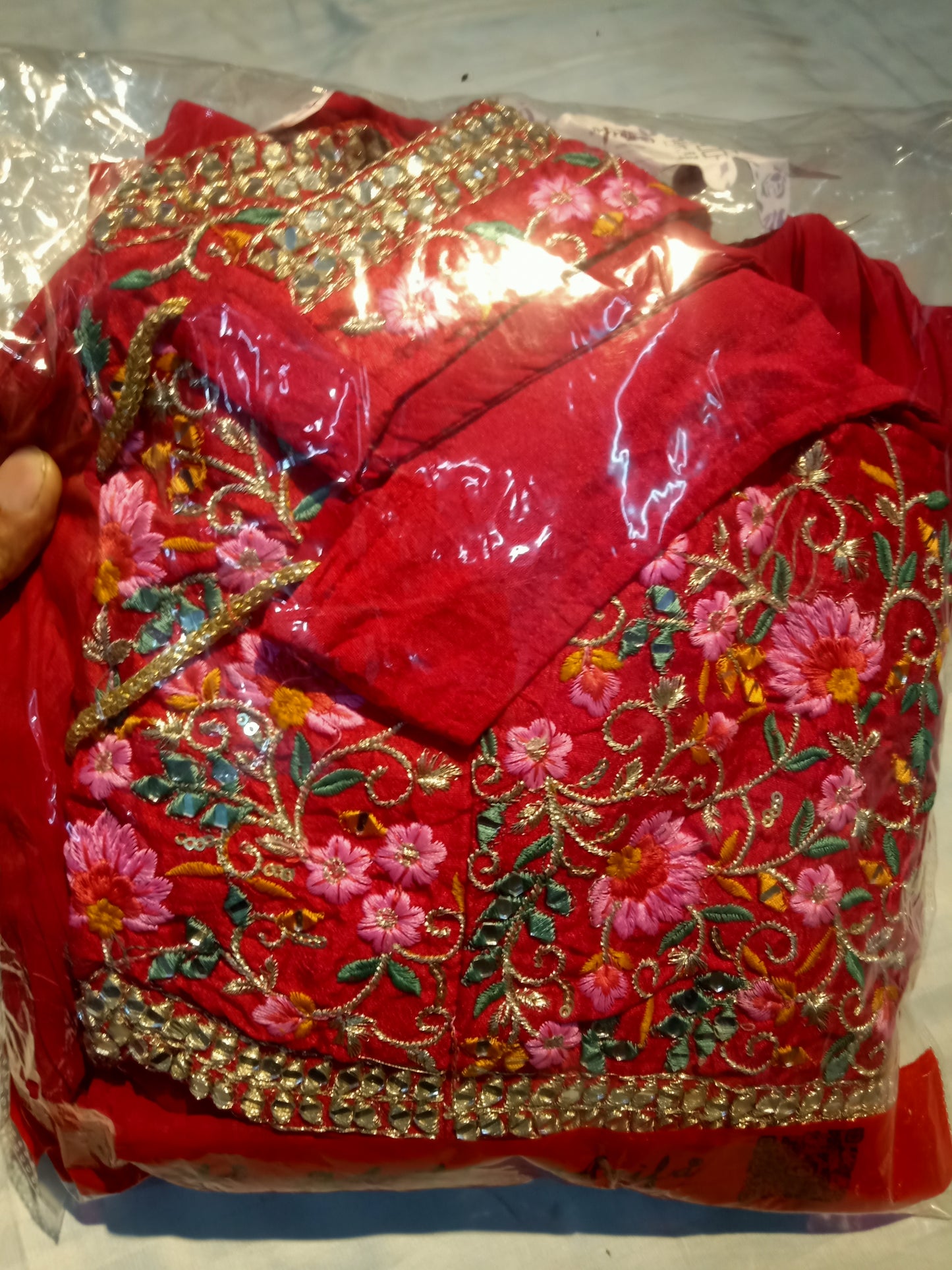 Maroon & Red Embroidered Georgette Palazzo Set