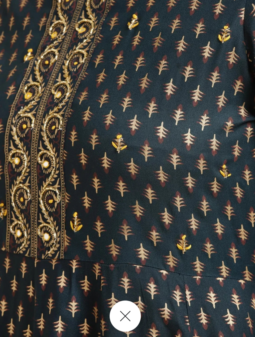 Rayon Dark Navy Embroidered Anarkali Dress
