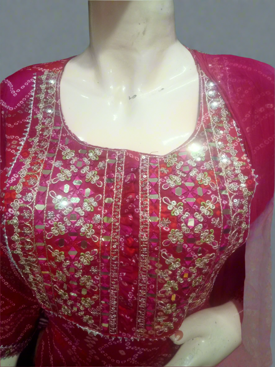 Fantastic Red Chunri Cotton Anarkali Piece suit