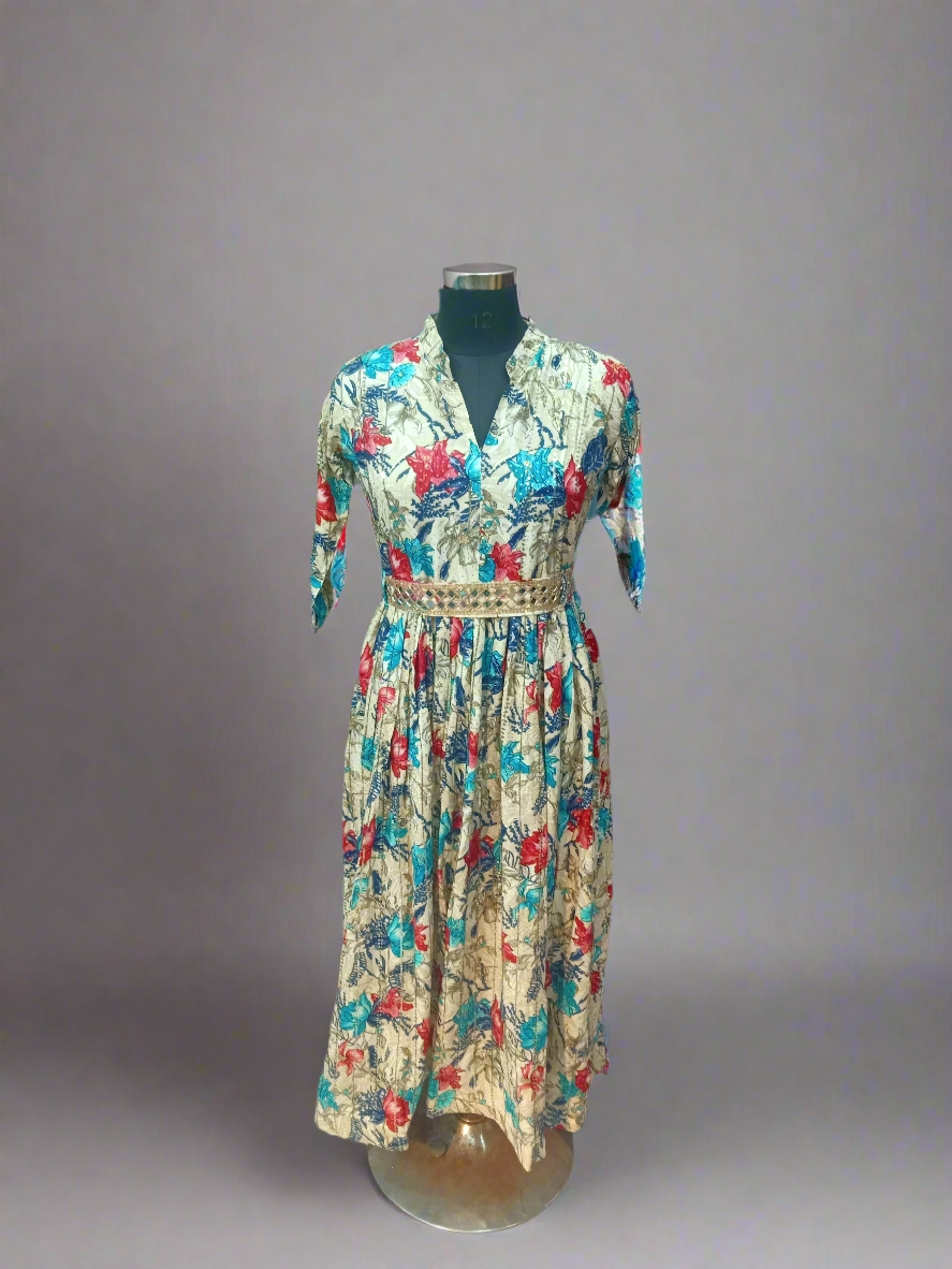 Heavy Blue Sequins Multi Gown