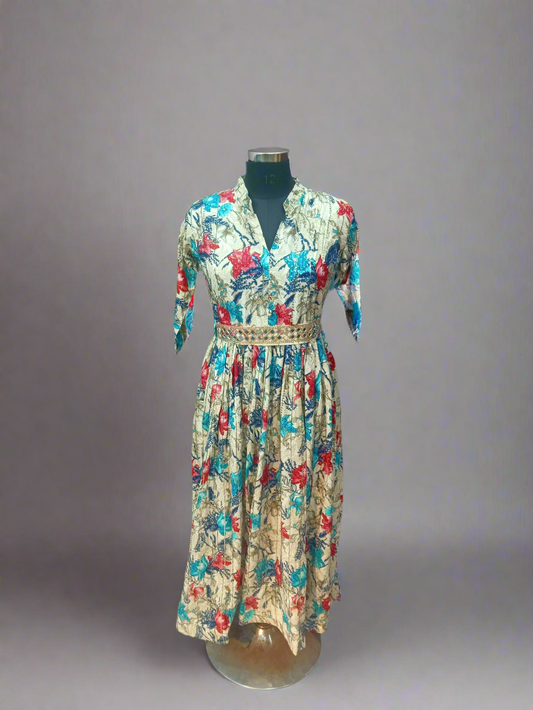 Heavy Blue Sequins Multi Gown