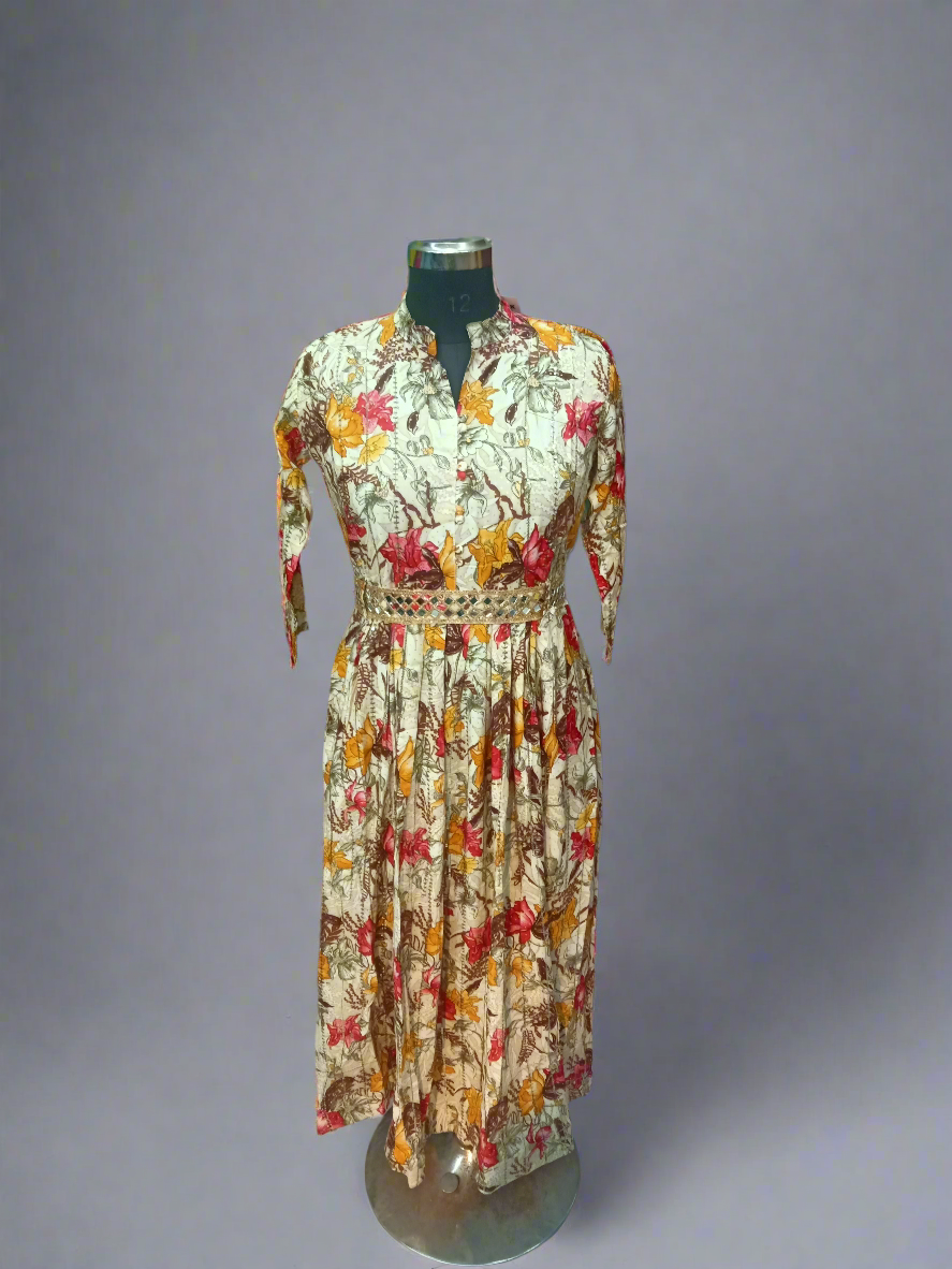 Heavy Yellow Sequins Multi Gown