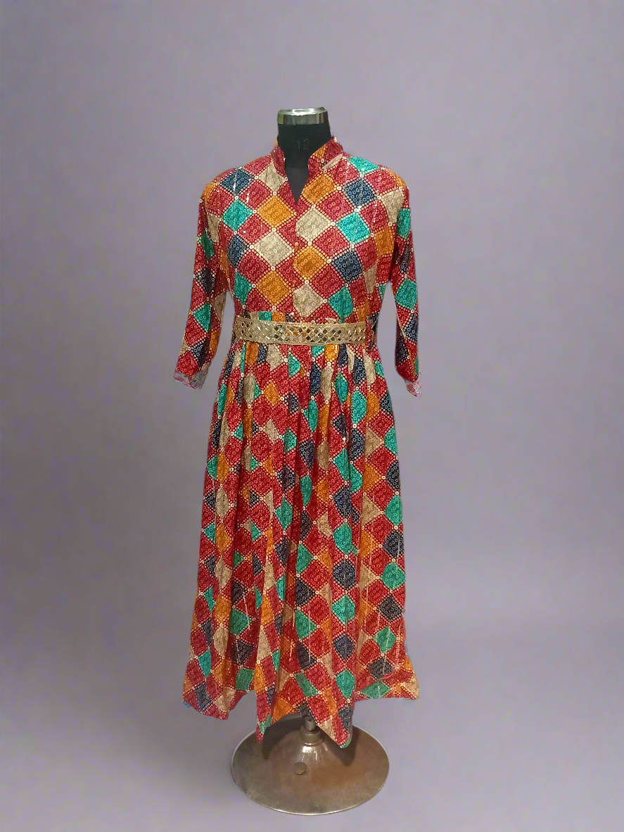 Heavy Red Sequins Multi Gown