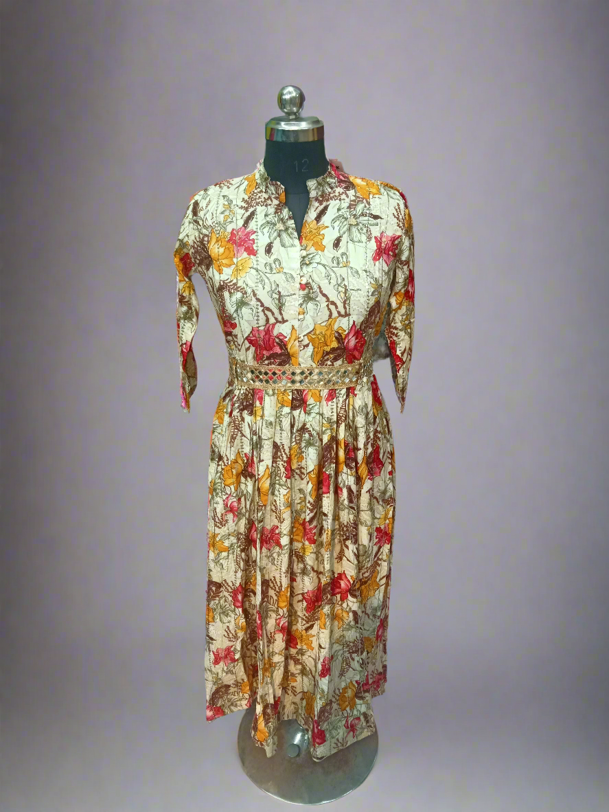 Heavy Yellow Sequins Multi Gown