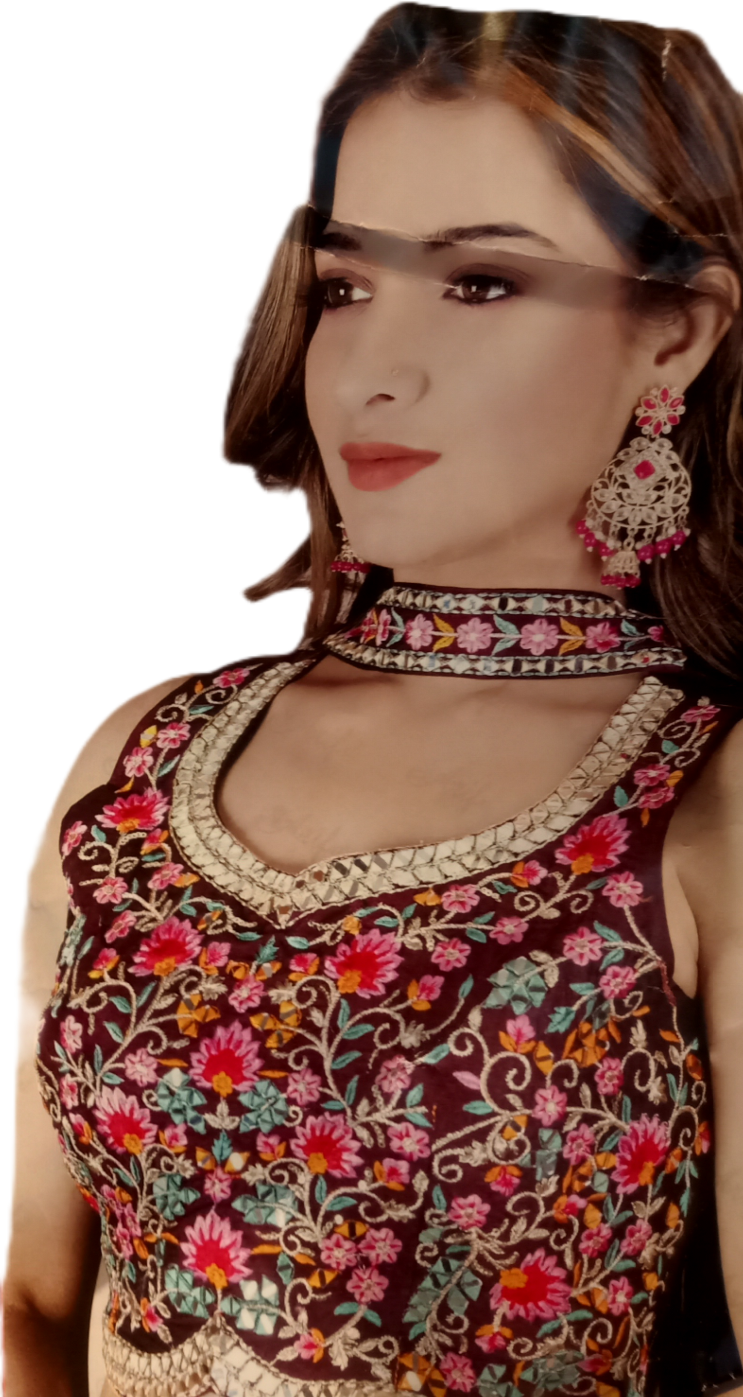 Maroon & Red Embroidered Georgette Palazzo Set