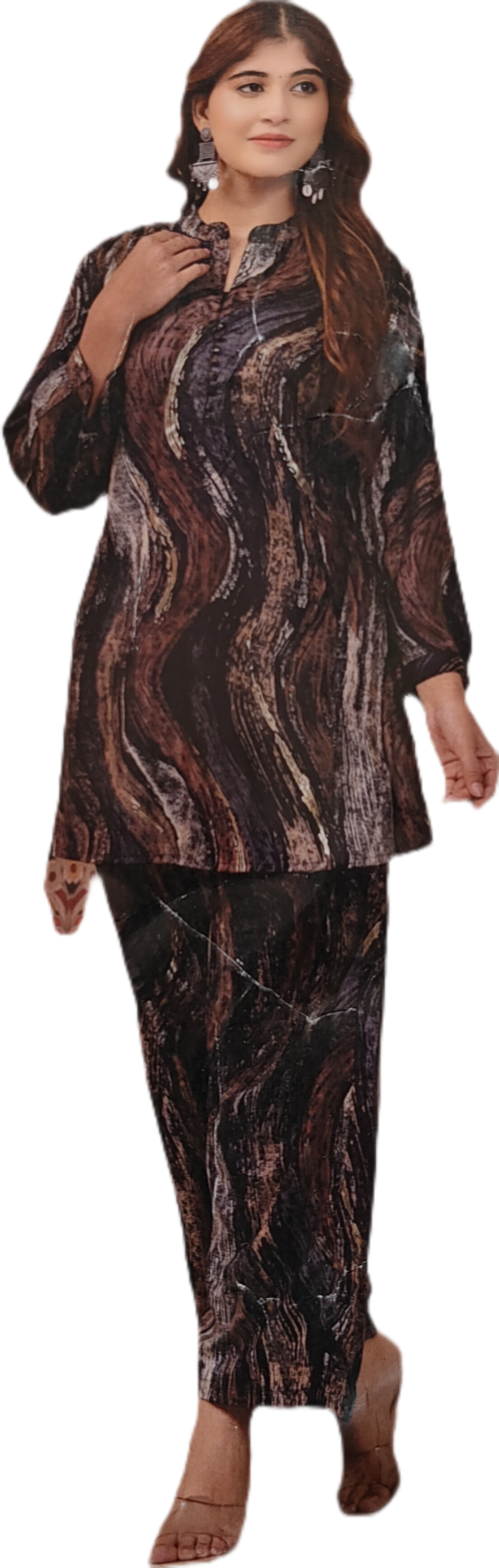 Abstract Print Tunic Top and Bottom