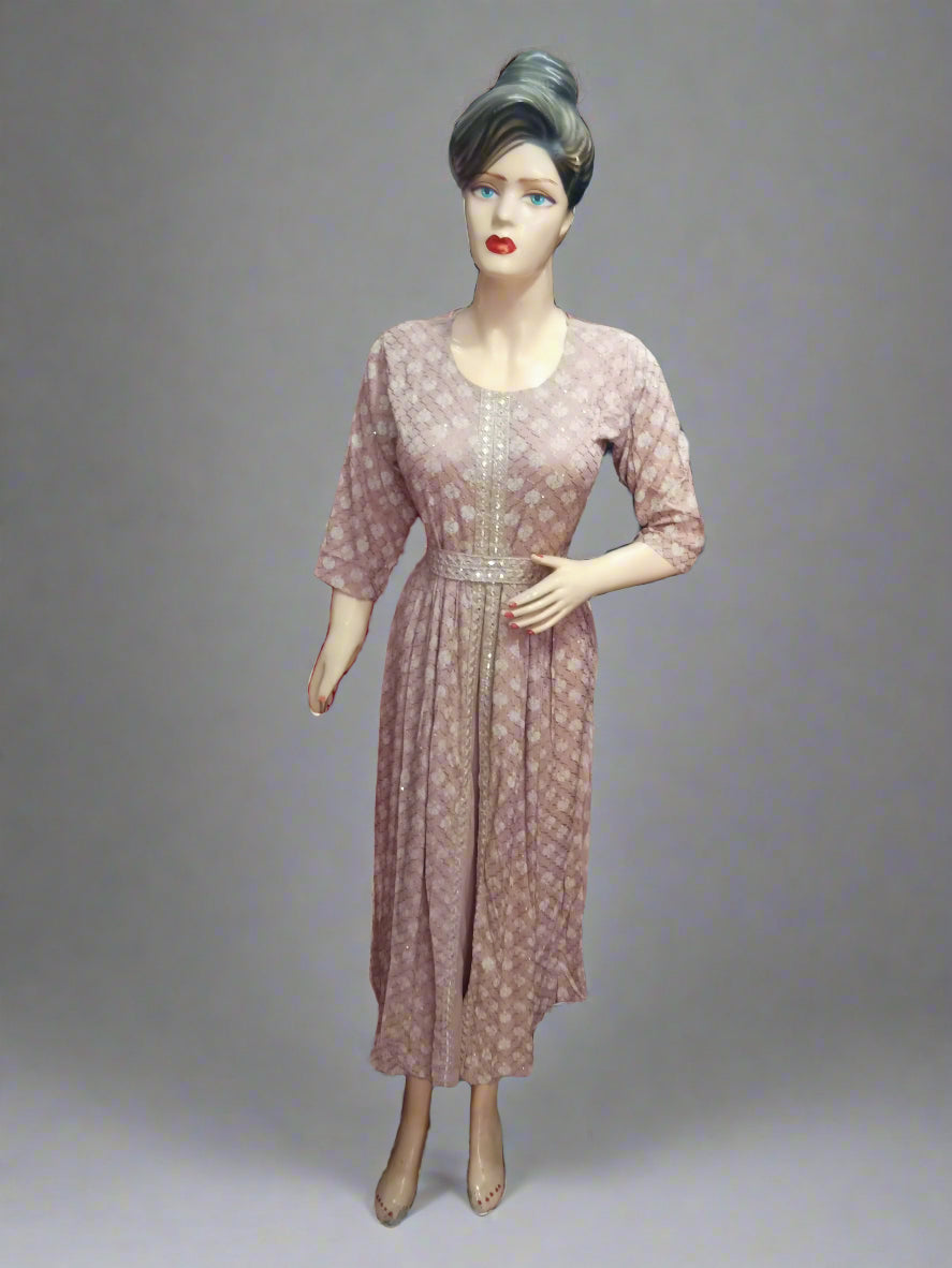 Mesmerizing Pink Floral Sequins Embroidered Dress