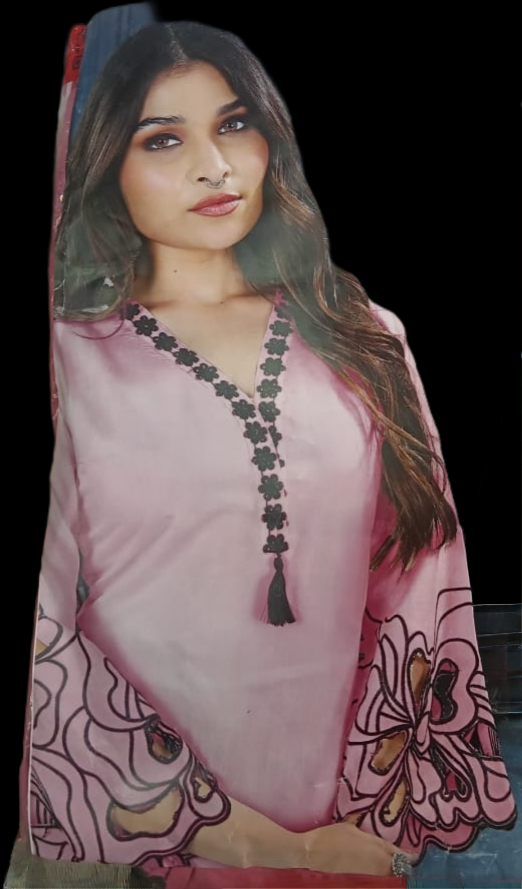 Pink Black Embroidered Kurti With New Style