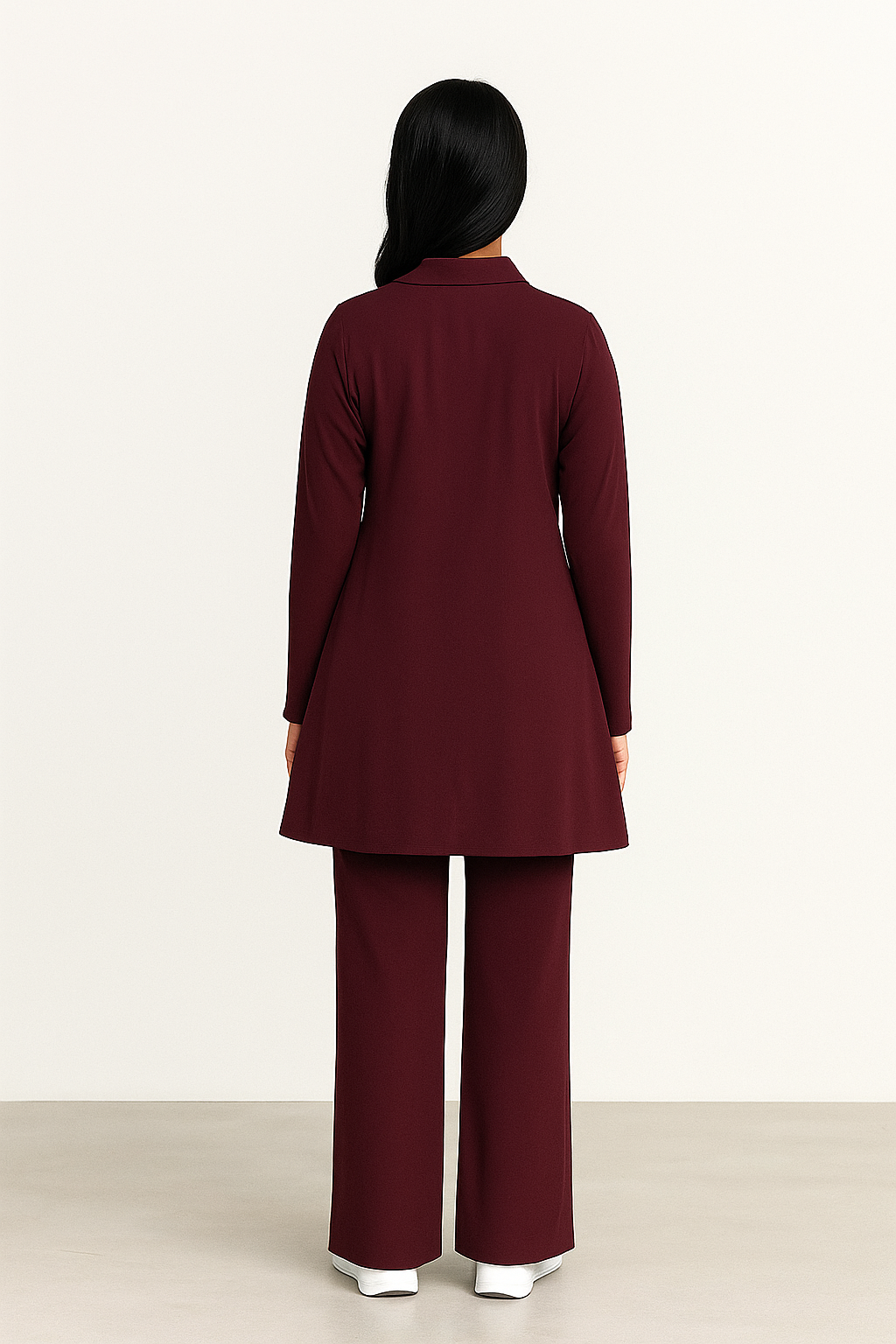 Women Maroon Co-od Set - Stylish Long Sleeves Top, Straight Pant, Elegant Western & Ethnic Wear