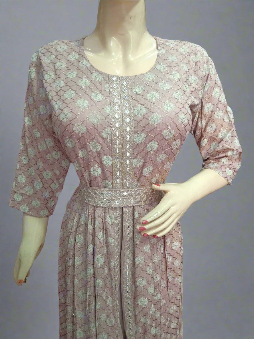 Mesmerizing Pink Floral Sequins Embroidered Dress