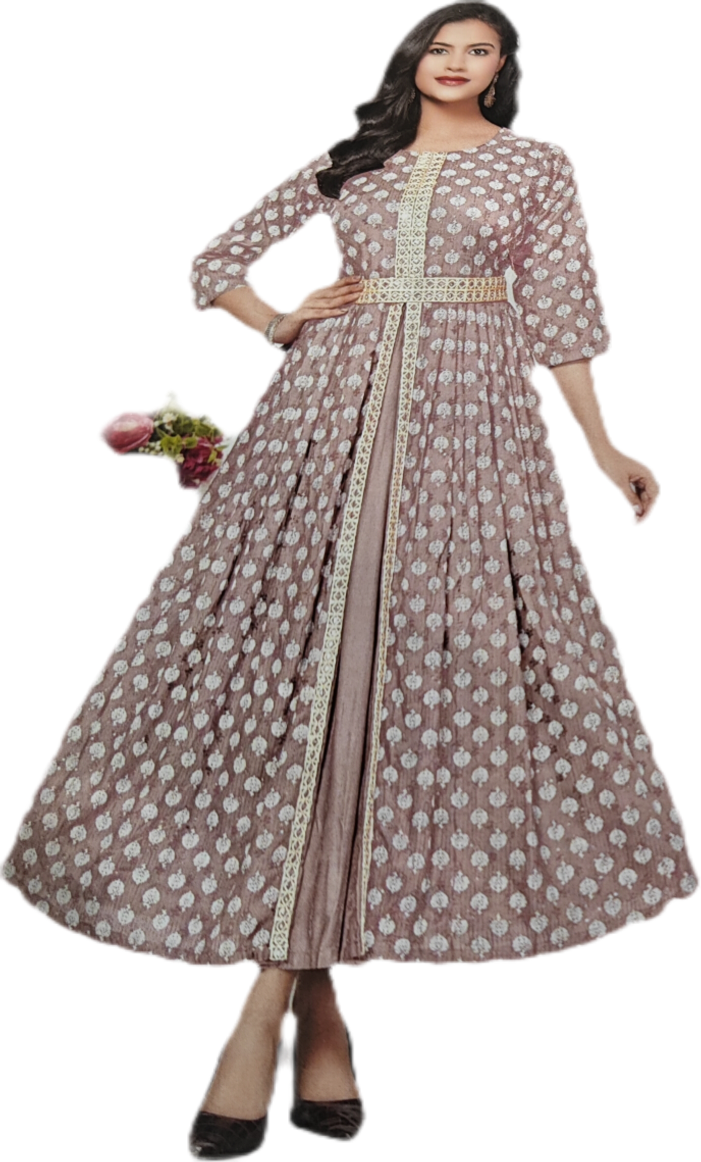 Mesmerizing Pink Floral Sequins Embroidered Dress