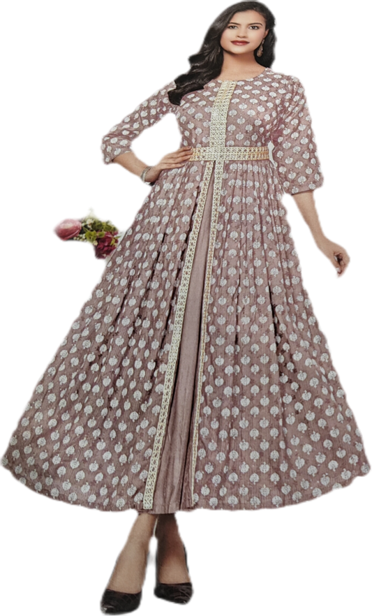 Mesmerizing Pink Floral Sequins Embroidered Dress